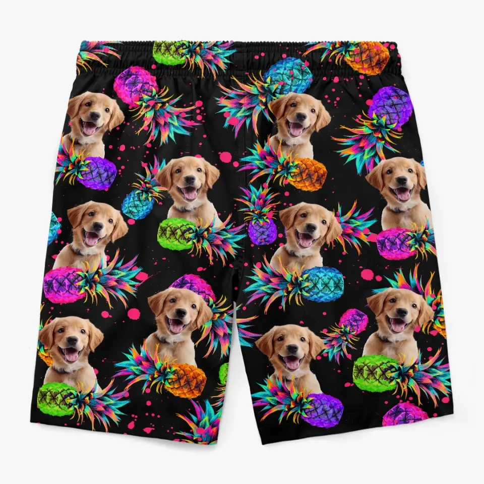 Custom Photo Fur And Sun Make Everything Fun - Dog & Cat Personalized Custom Tropical Hawaiian Aloha Men Beach Shorts - Summer Vacation Gift, Birthday Party Gift For Pet Owners, Pet Lovers - Image 5