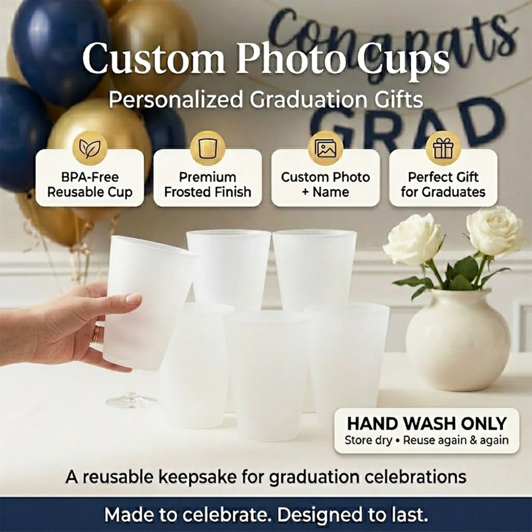 Custom Photo Graduation Cups - Personalized Graduation Gifts For Him, Her - Senior Year Never Looked Cooler - Image 6