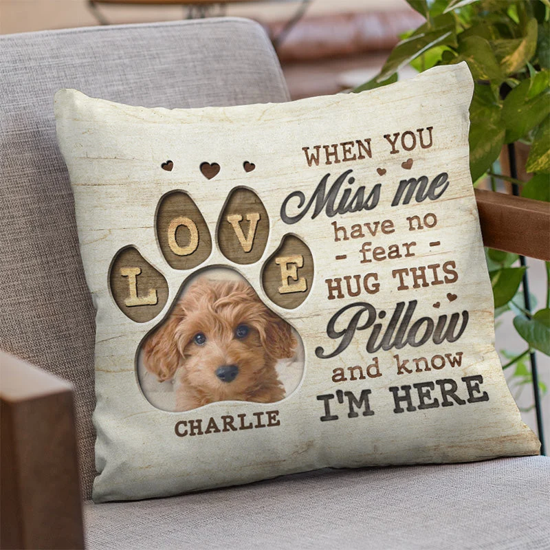 Custom Photo Hug This Pillow And Know I'm Here - Memorial Personalized Custom Pillow - Sympathy Gift, Gift For Pet Owners, Pet Lovers - Image 2