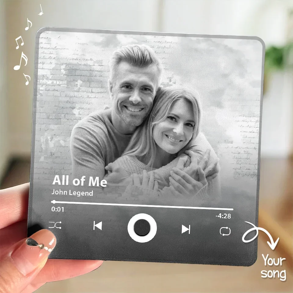 Custom Photo I Know What True Love Is Because Of You - Couple Personalized Custom Music Fridge Magnet That Can Play Songs - Gift For Husband Wife, Anniversary
