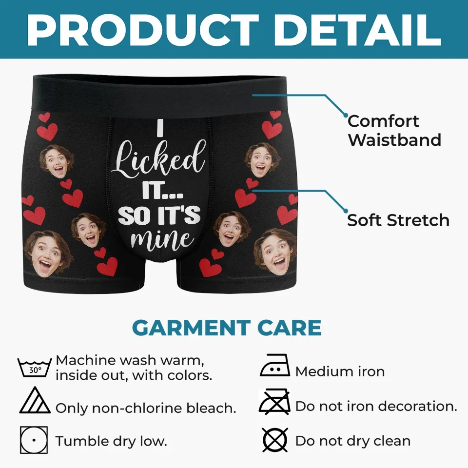 Custom Photo I Licked It, So It's Mine - Funny Personalized Custom Boxer Briefs, Men's Boxers - Christmas Gift For Boyfriend, Husband, Anniversary - Image 6