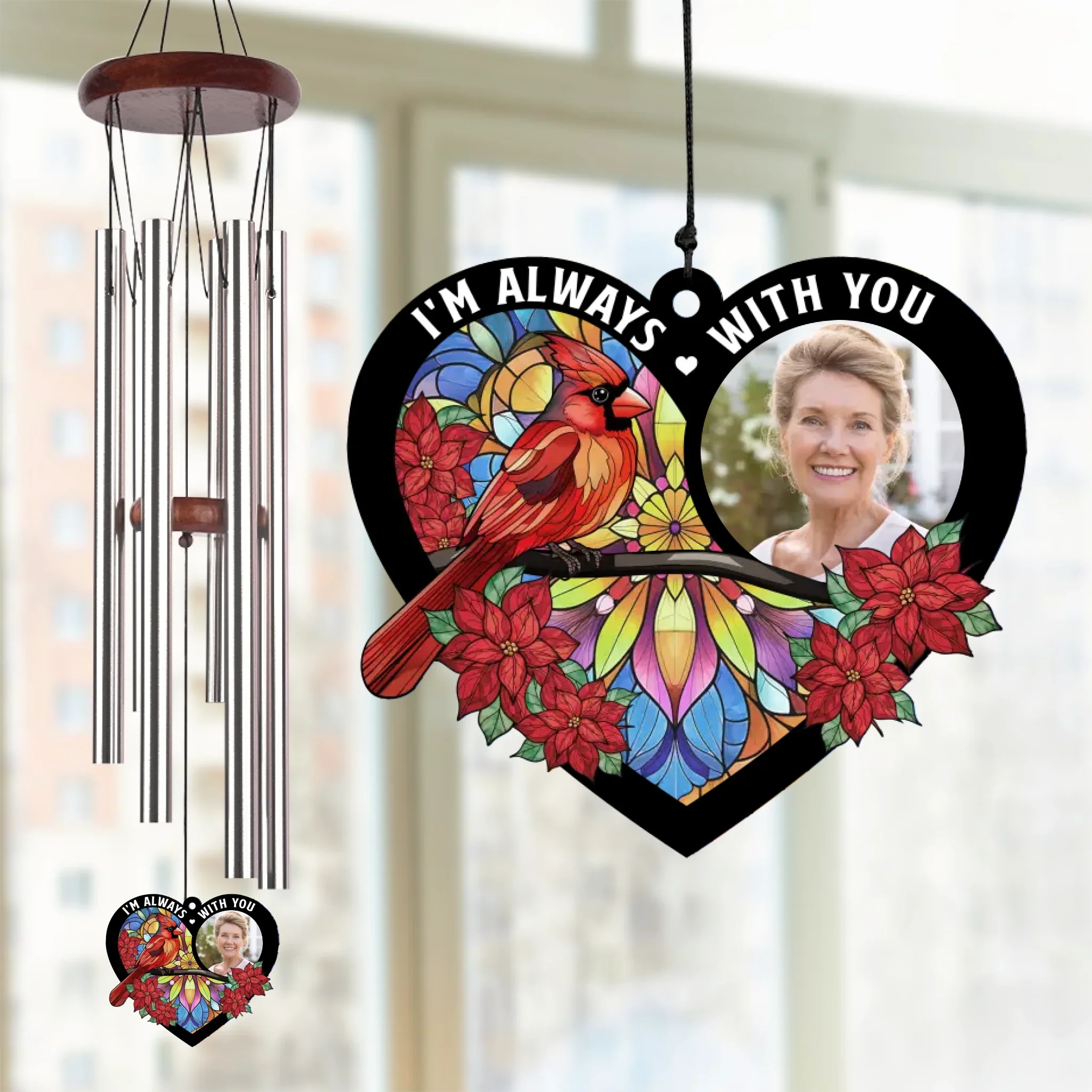 Custom Photo I'm Always With You - Memorial Personalized Custom Wind Chime Suncatcher - Sympathy Gift For Family Members - Image 3