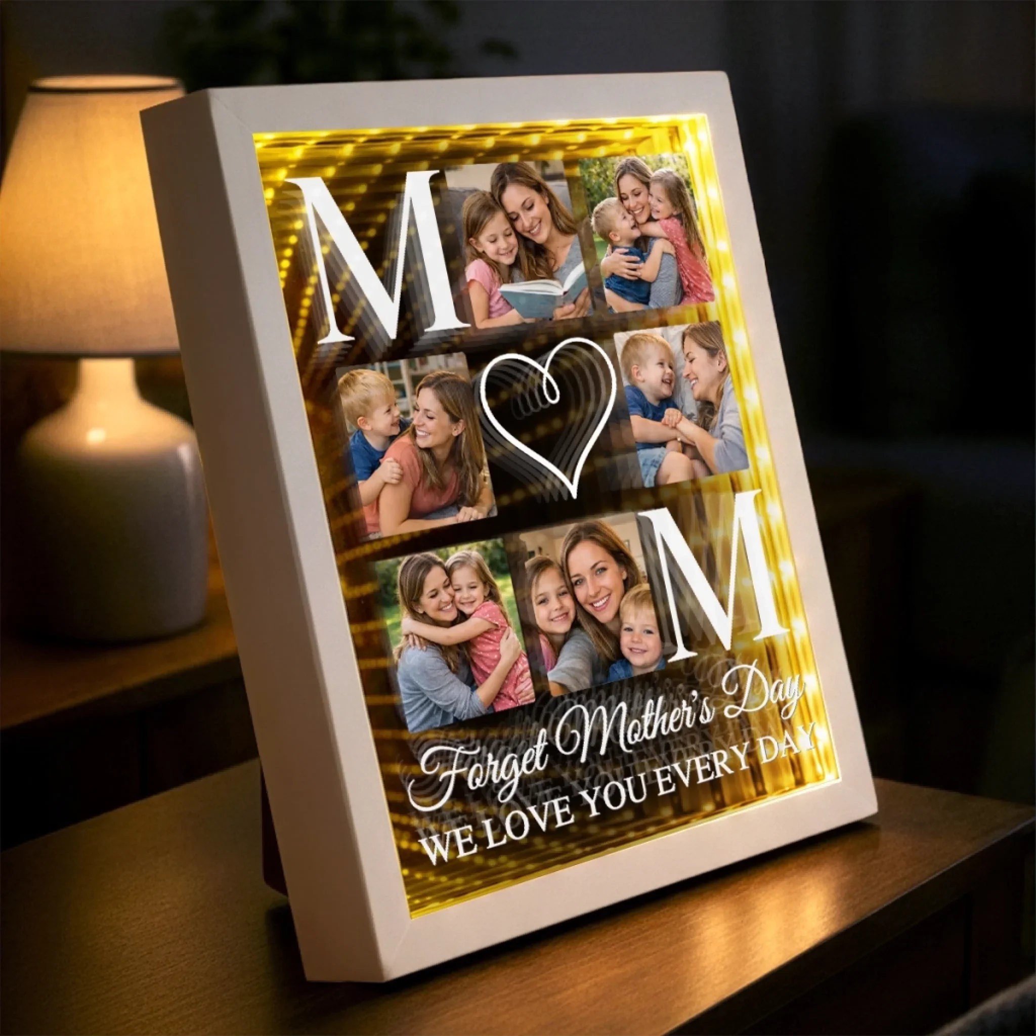 Custom Photo Infinity Mirror Light Box - Personalized Mother's Day Birthday Gifts For Mom - Love You Every Single Day - Image 4