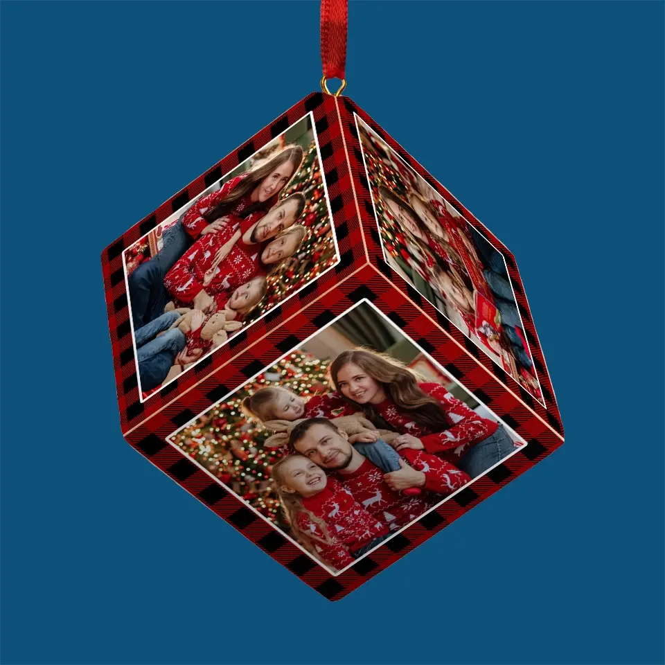 Custom Photo It's The Most Beautiful Time Of The Year - Family Personalized Custom Wooden Cube Ornament - Christmas Gift For Family Members - Image 3