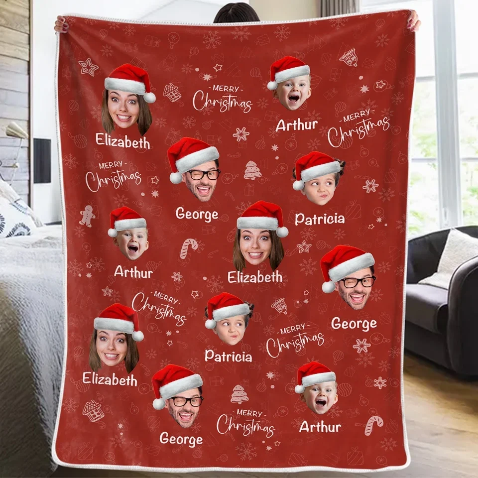 Custom Photo Joy Of Christmas Is Family - Family Personalized Custom Blanket - Christmas Gift For Family Members - Image 3