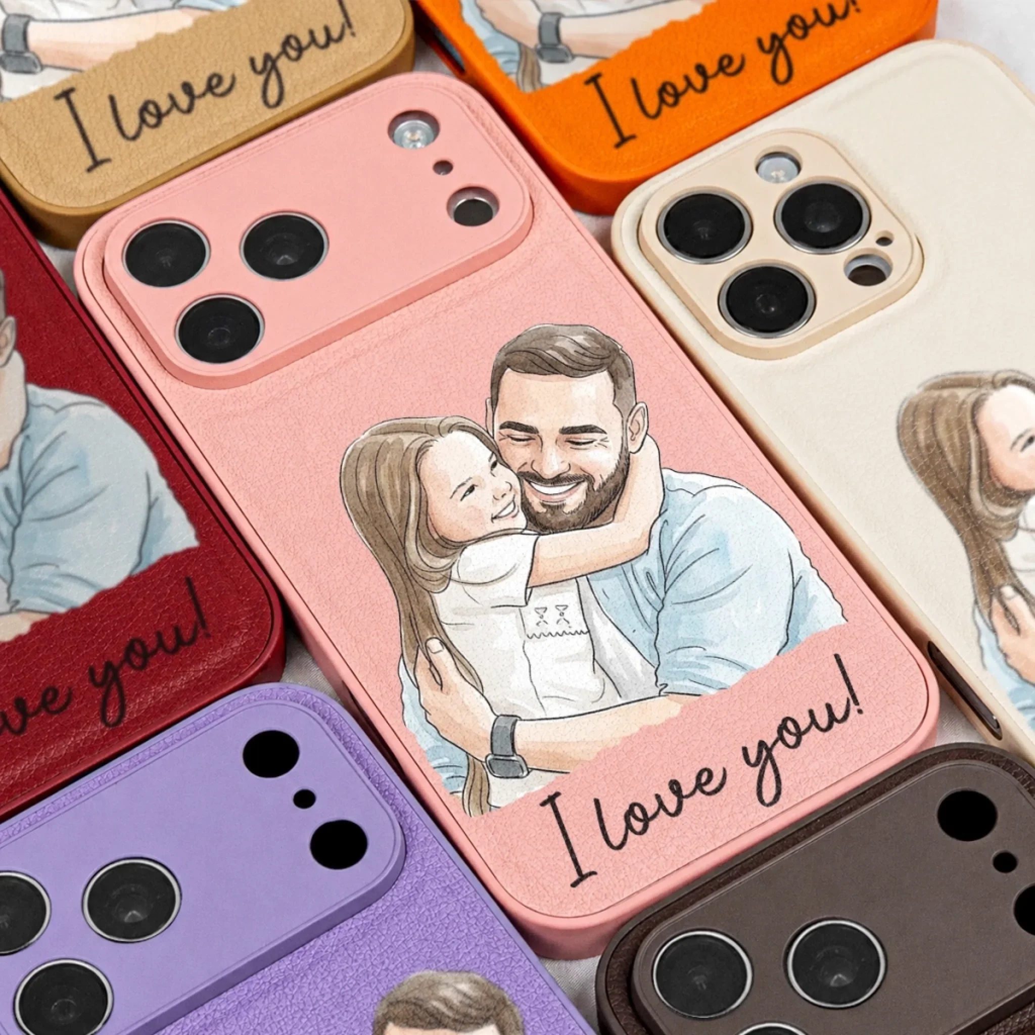 Custom Photo Leather Phone Case - Personalized Father's Day Birthday Gifts For Dad, Grandpa - Forever Grateful For Dad’s Love - Image 4