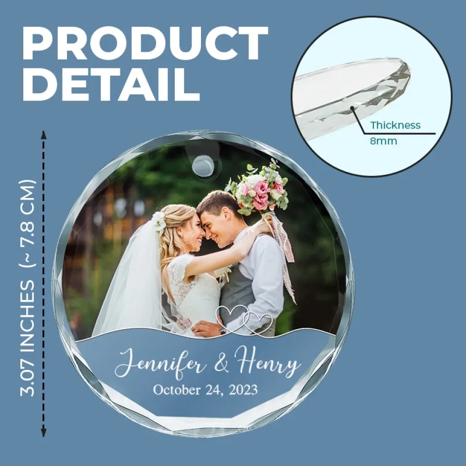 Custom Photo Love At First Sight, Soulmates Forever - Couple Personalized Custom Circle Glass Ornament - Gift For Husband Wife, Anniversary - Image 4