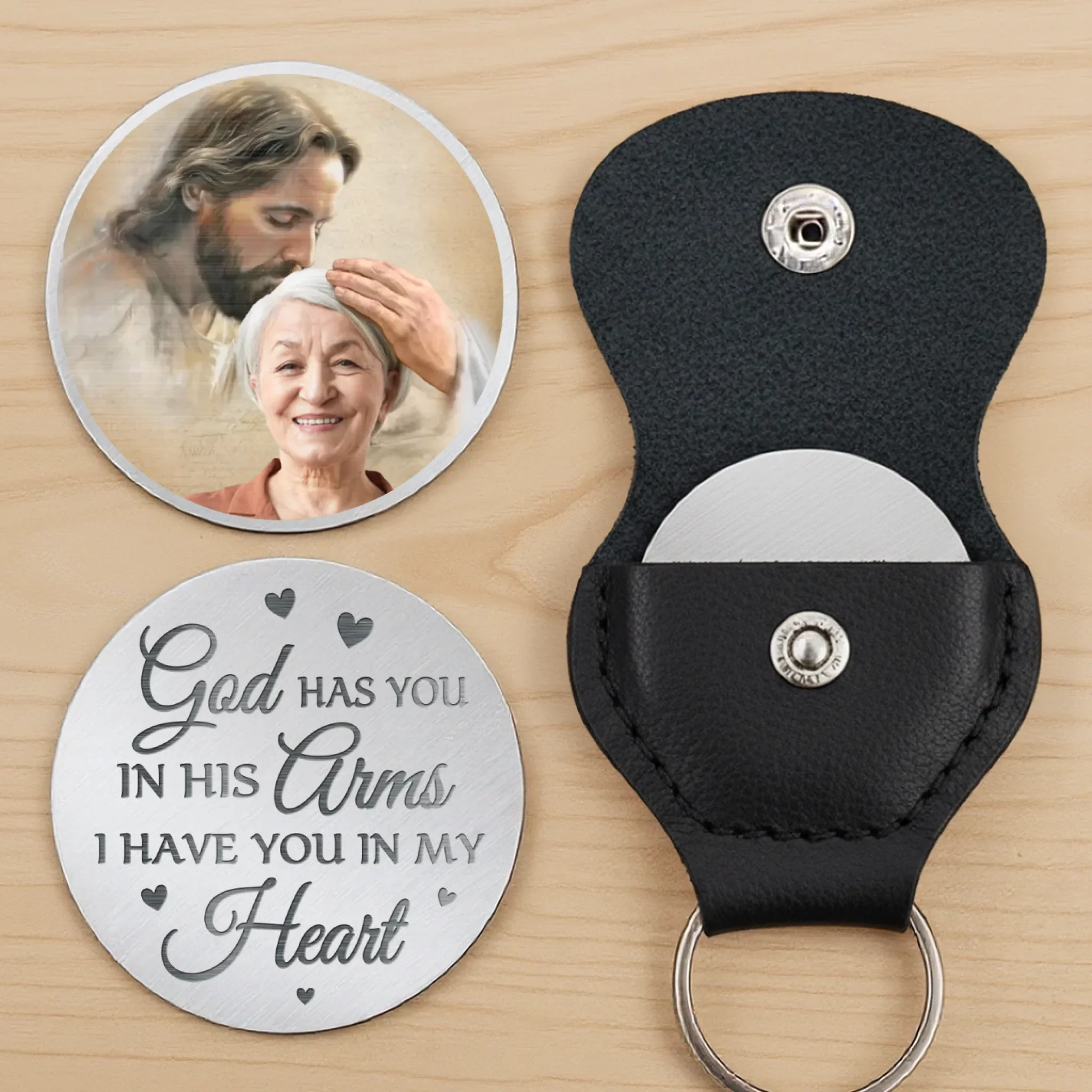 Custom Photo Love Never Ends, It Just Transforms - Memorial Personalized Custom Pocket Hug - Sympathy Gift For Family Members - Image 3