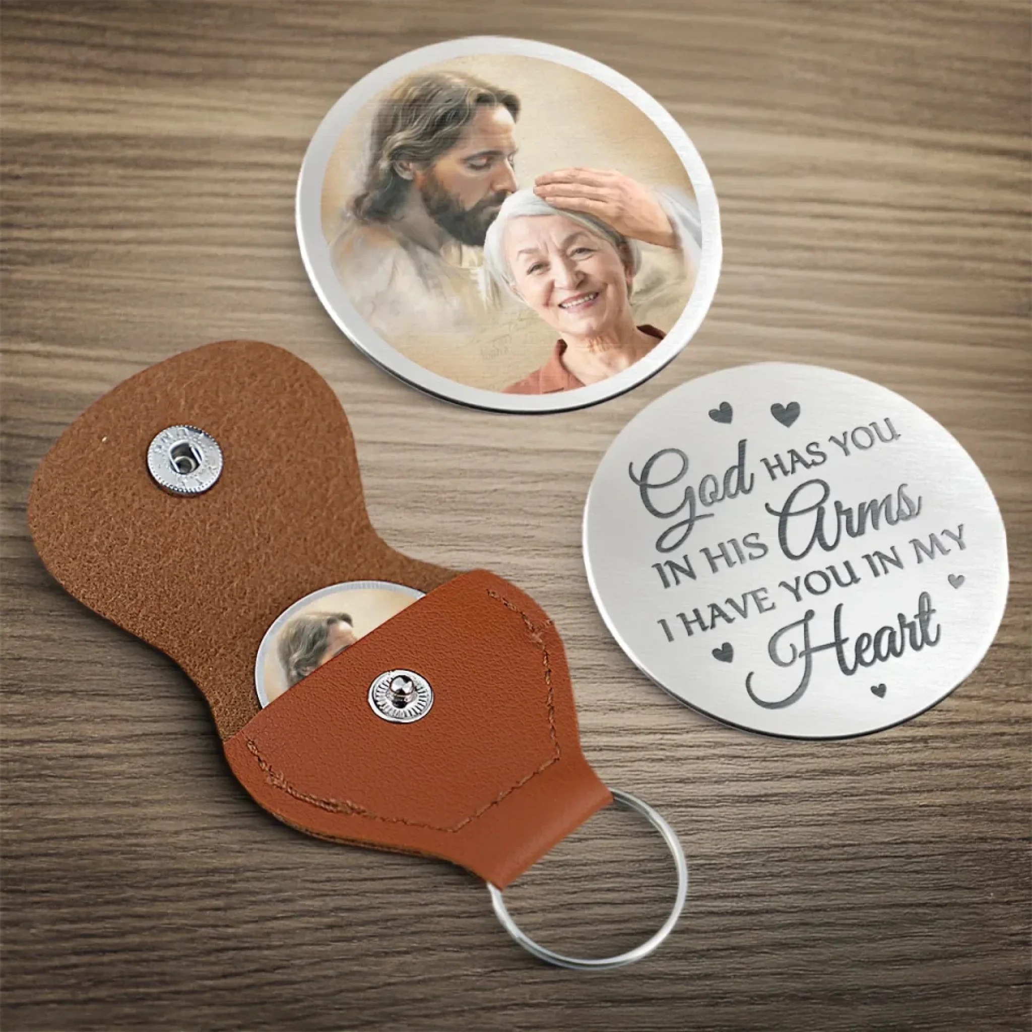 Custom Photo Love Never Ends, It Just Transforms - Memorial Personalized Custom Pocket Hug - Sympathy Gift For Family Members - Image 4
