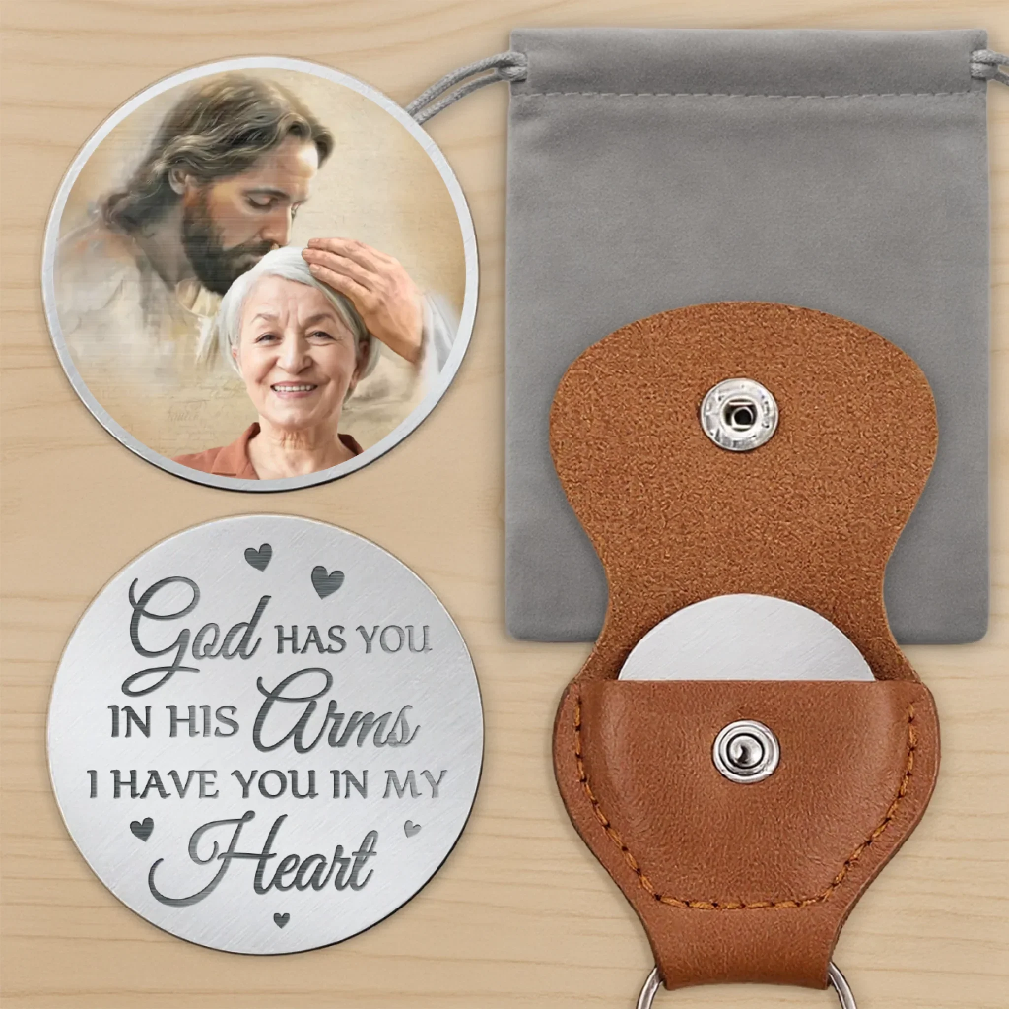 Custom Photo Love Never Ends, It Just Transforms - Memorial Personalized Custom Pocket Hug - Sympathy Gift For Family Members - Image 7