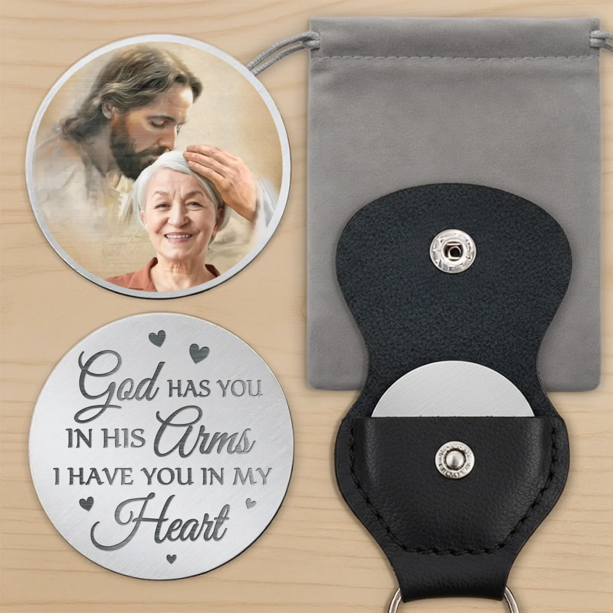 Custom Photo Love Never Ends, It Just Transforms - Memorial Personalized Custom Pocket Hug - Sympathy Gift For Family Members - Image 9