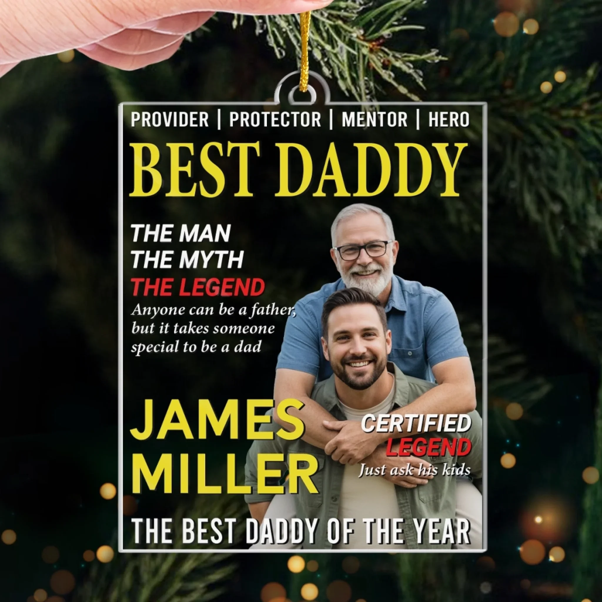 Custom Photo Magazine Acrylic Ornament - Personalized Christmas Birthday Gifts For Dad - His Strength Shapes Our Days - Image 5