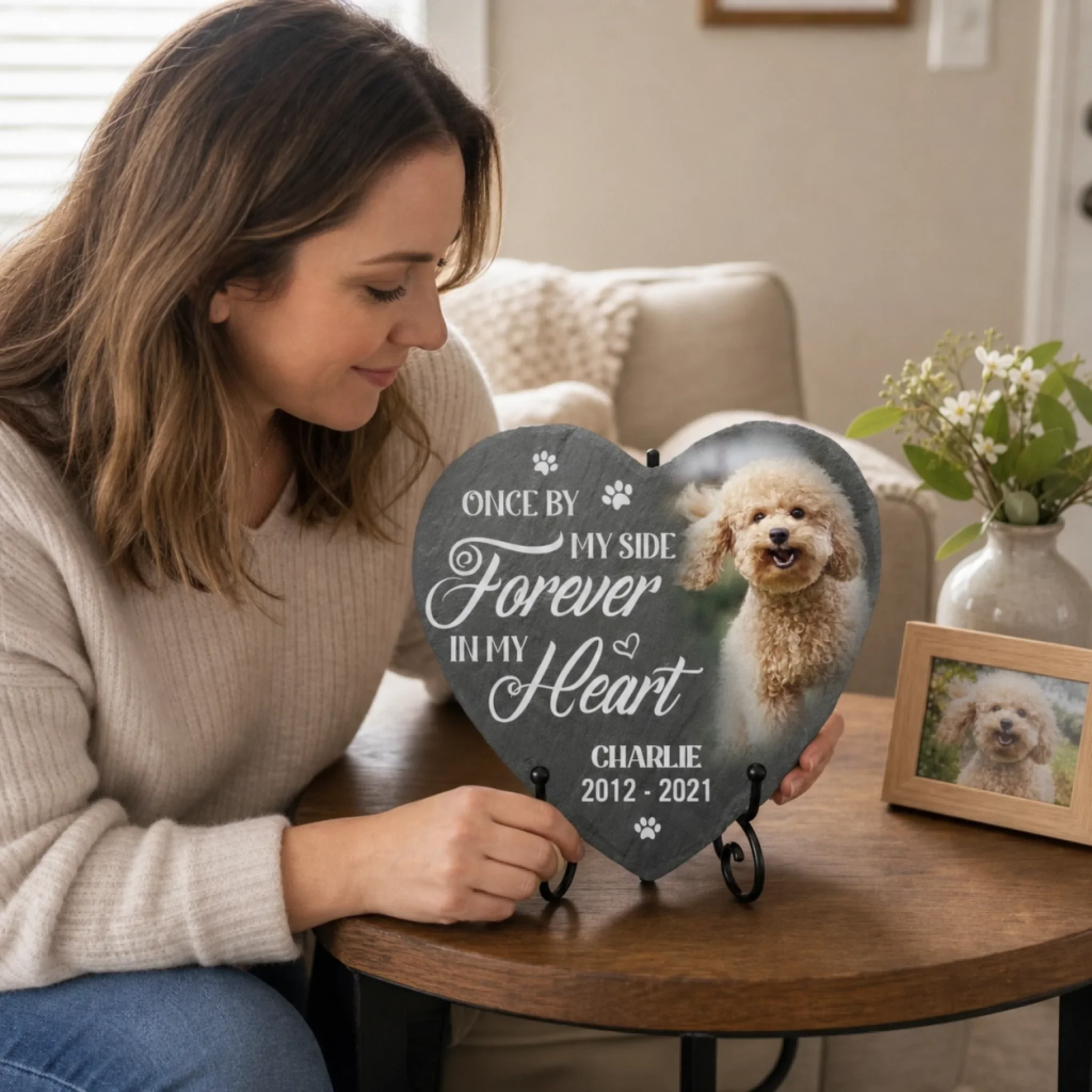 Custom Photo Memorial Stone - Personalised Pet Memorial Sympathy Gifts For Dogs, Cats, Loss Of Dog, Loss Of Cat - You Would Have Lived Forever - Image 5