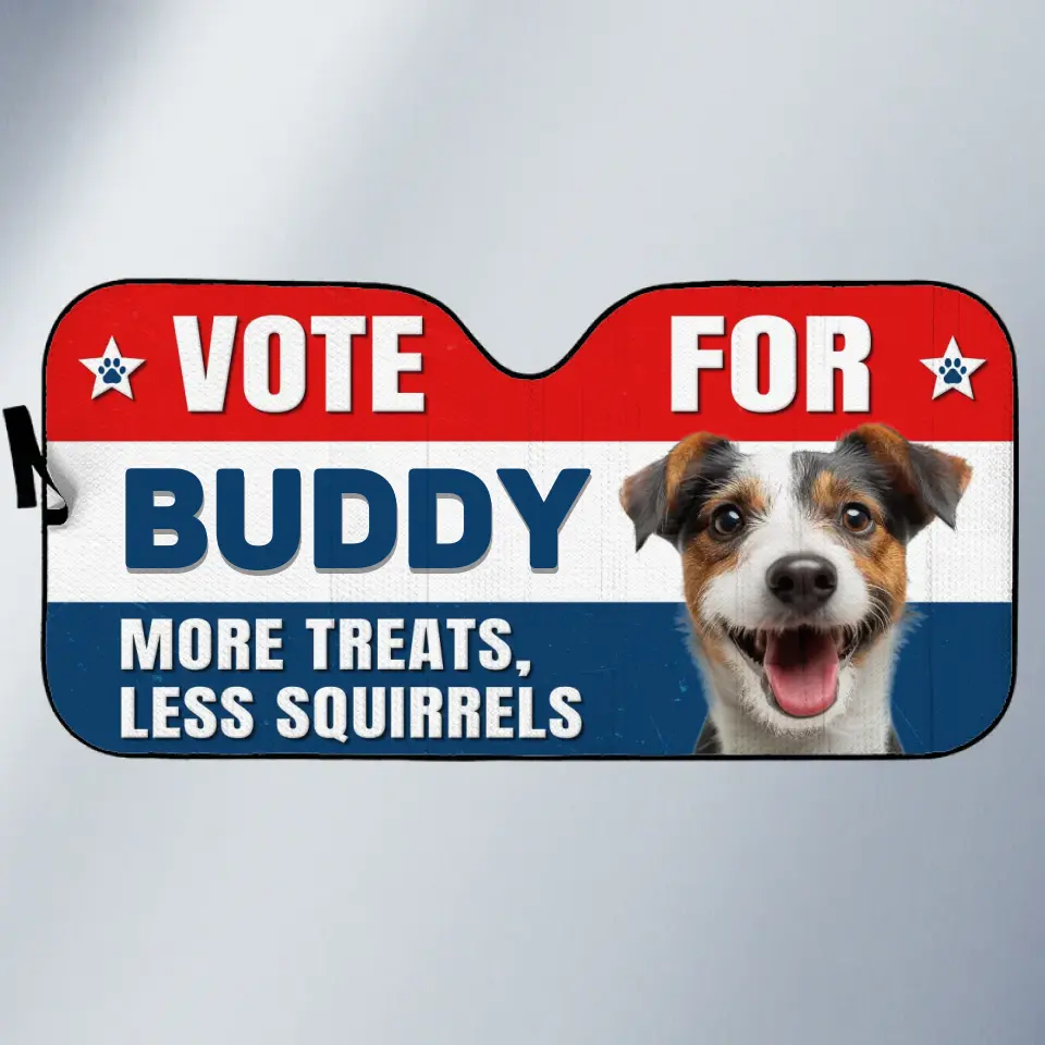 Custom Photo More Treats, Less Squirrels - Dog & Cat Personalized Custom Auto Windshield Sunshade, Car Window Protector - Gift For Pet Owners, Pet Lovers - Image 2