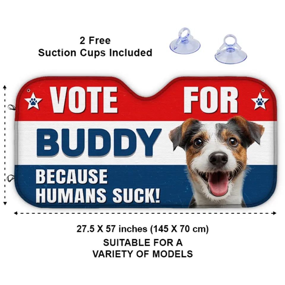 Custom Photo More Treats, Less Squirrels - Dog & Cat Personalized Custom Auto Windshield Sunshade, Car Window Protector - Gift For Pet Owners, Pet Lovers - Image 3