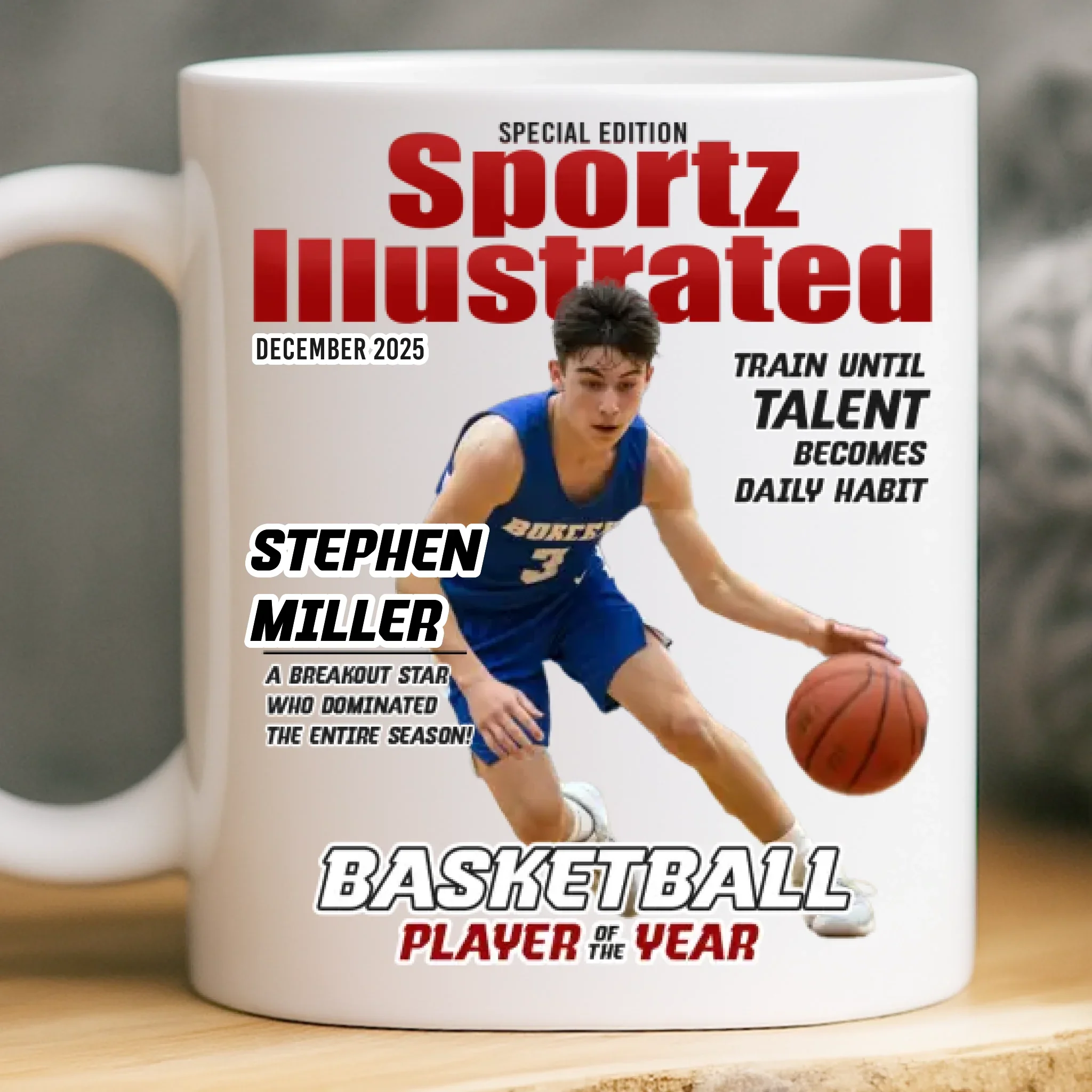 Custom Photo Magazine Mug - Personalized Birthday Gifts For Football, Basketball, Soccer, Baseball, Golf, Ice Hockey Lovers, Sports Fans, Sports Lovers - I’m Here For The Game - Image 2