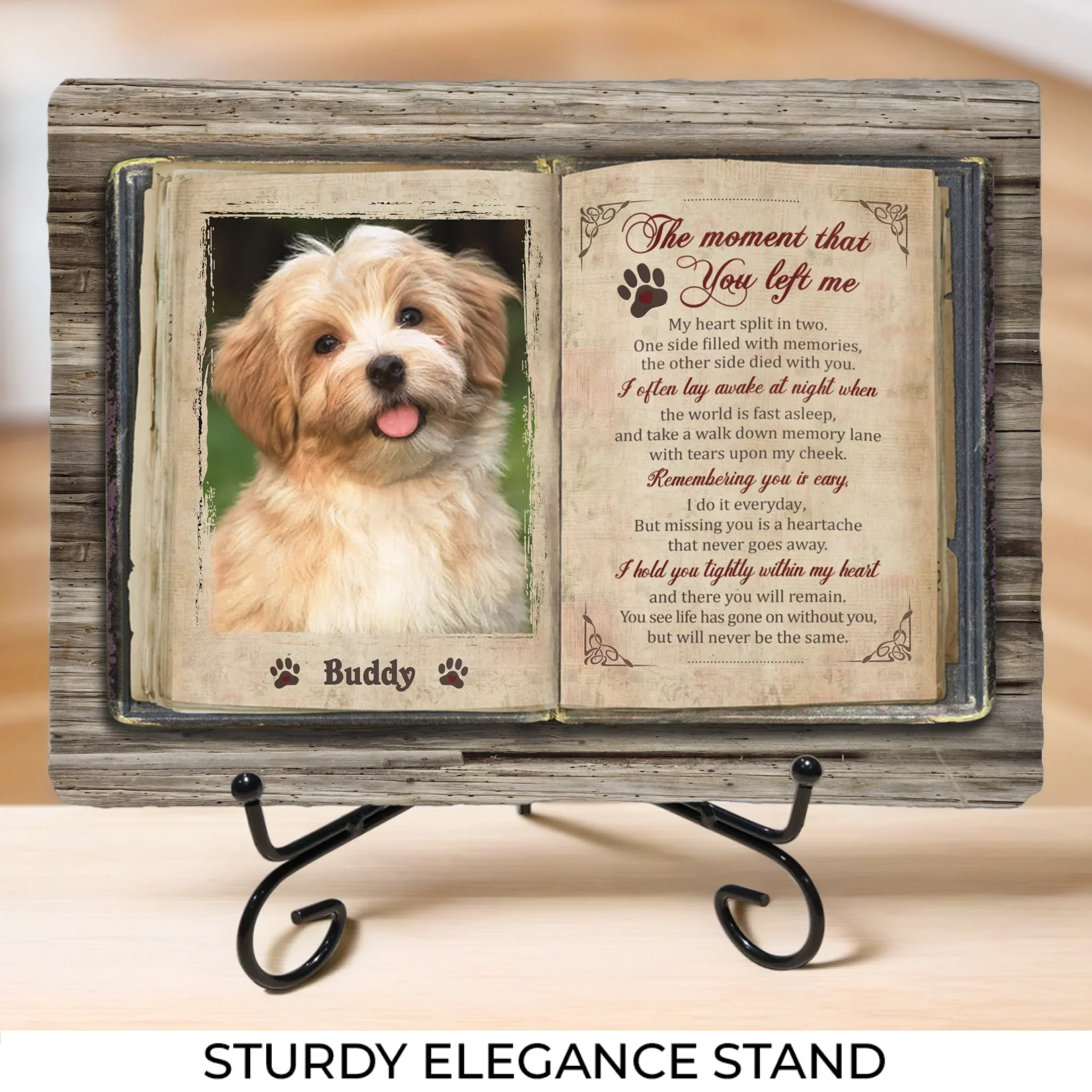 Custom Photo No Longer By My Side, But Forever In My Heart - Memorial Personalized Custom Rectangle Shaped Stone With Stand - Sympathy Gift For Pet Owners, Pet Lovers - Image 4