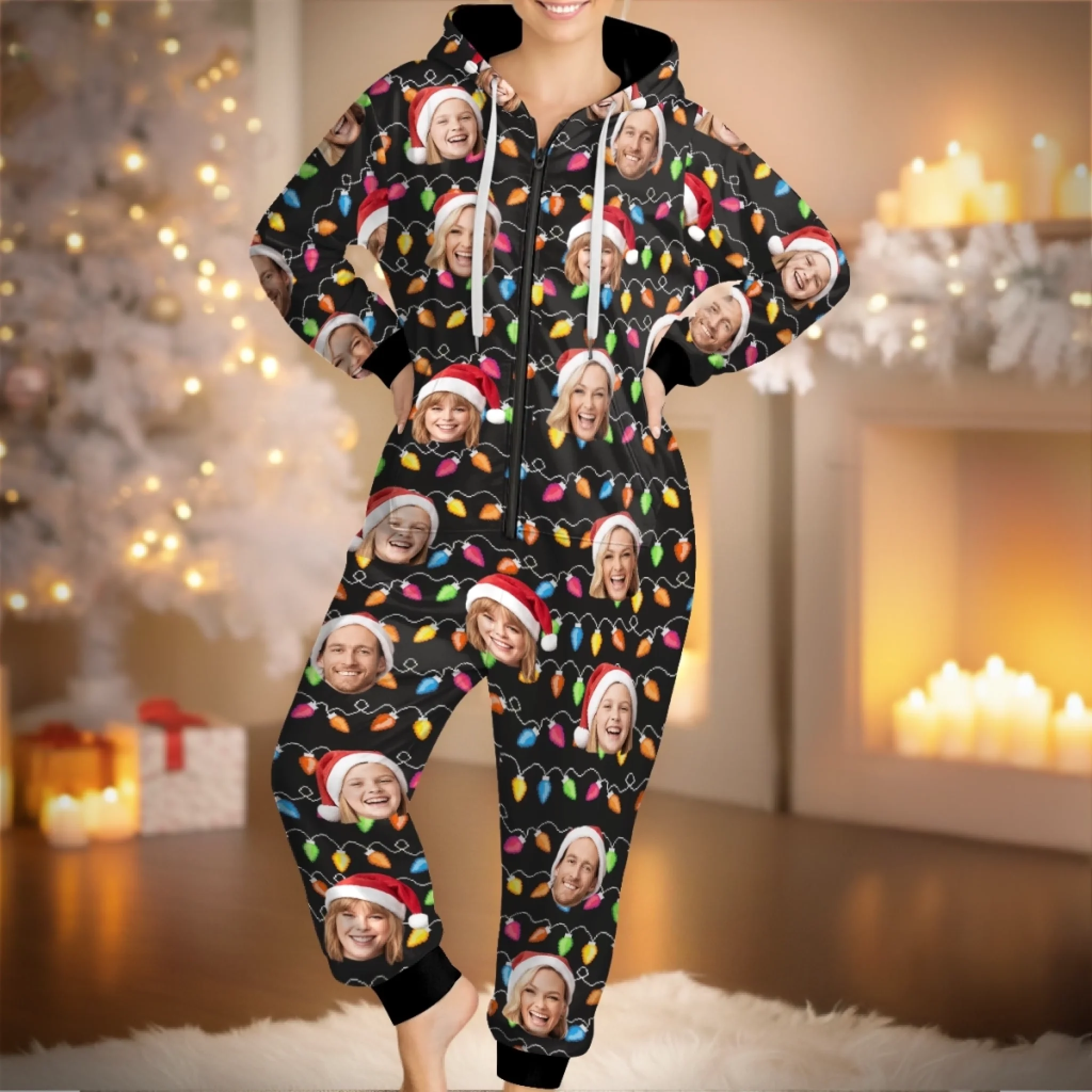 Custom Photo Onesie Pajamas - Personalized Christmas Birthday Gifts For Family, Dog Cat Lovers - The Family That Matches, Laughs Together - Image 3