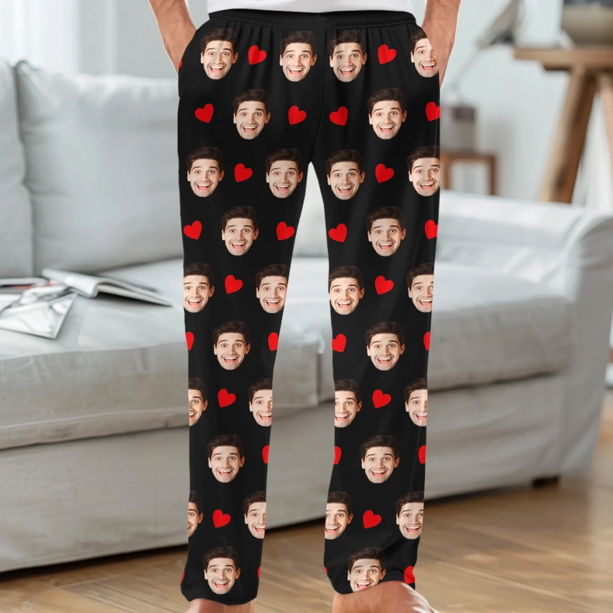 Custom Photo Pajama Pants - Personalized Anniversary Wedding Gifts For Husband And Wife, Him And Her - Sleeping In Your Funny Face - Image 3