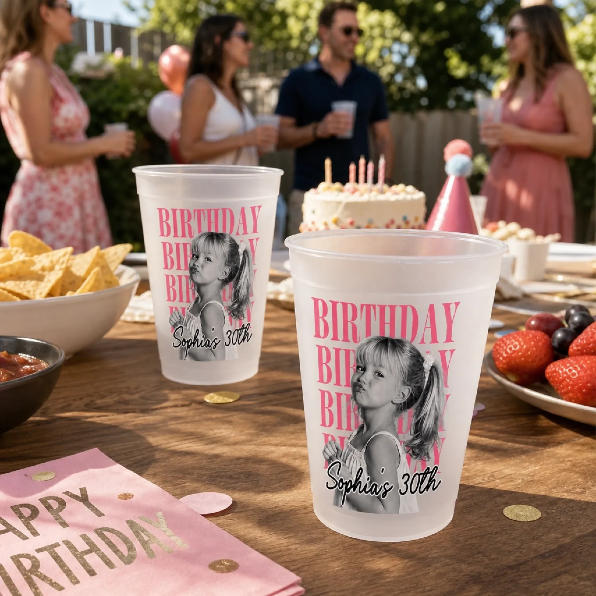 Custom Photo Party Cups - Personalized Birthday Gifts For Men, Women - Cheers To A Wonderful Milestone - Image 4