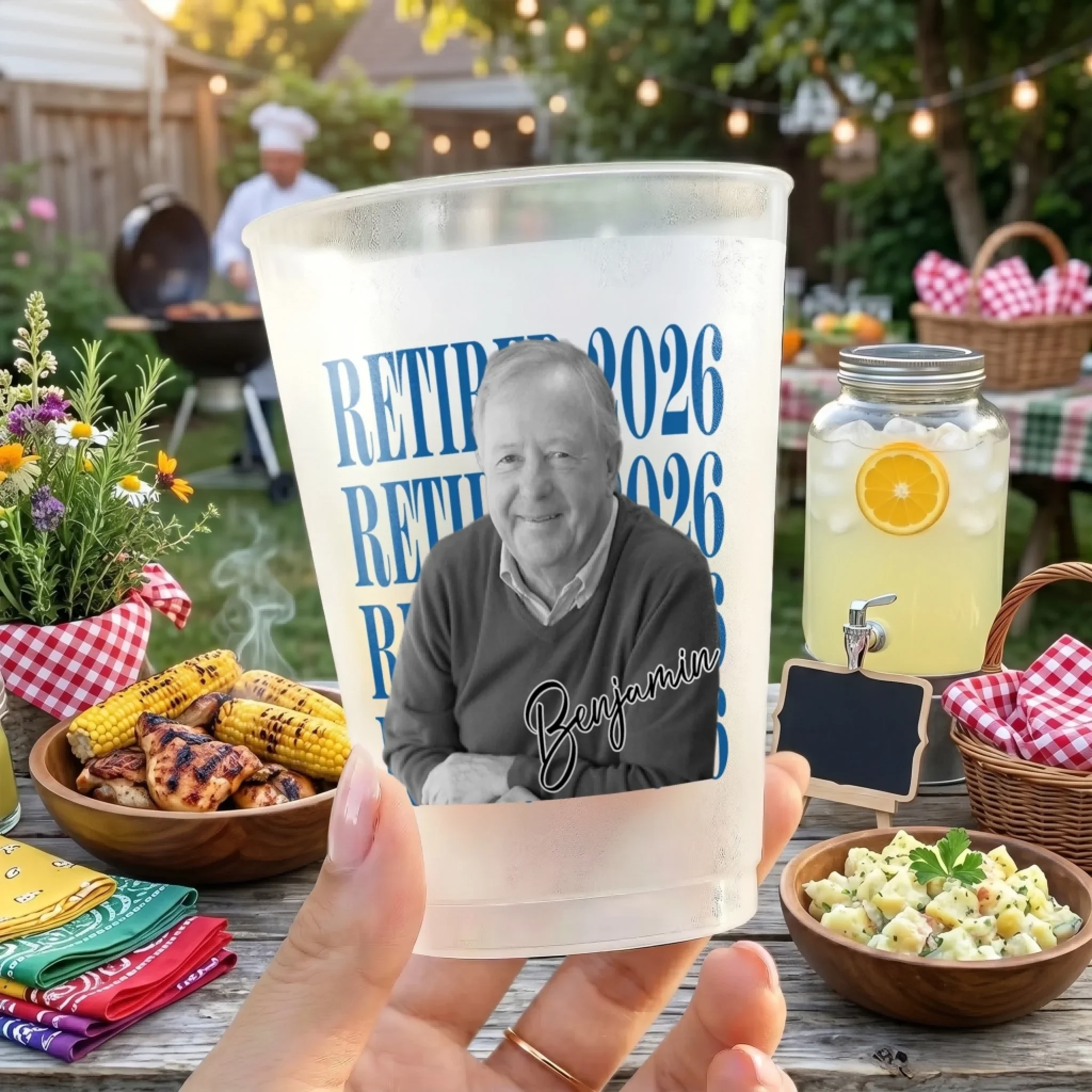 Custom Photo Party Cups - Personalized Retirement Gifts For Women, Men - Goodbye Tension, Hello Pension - Image 2