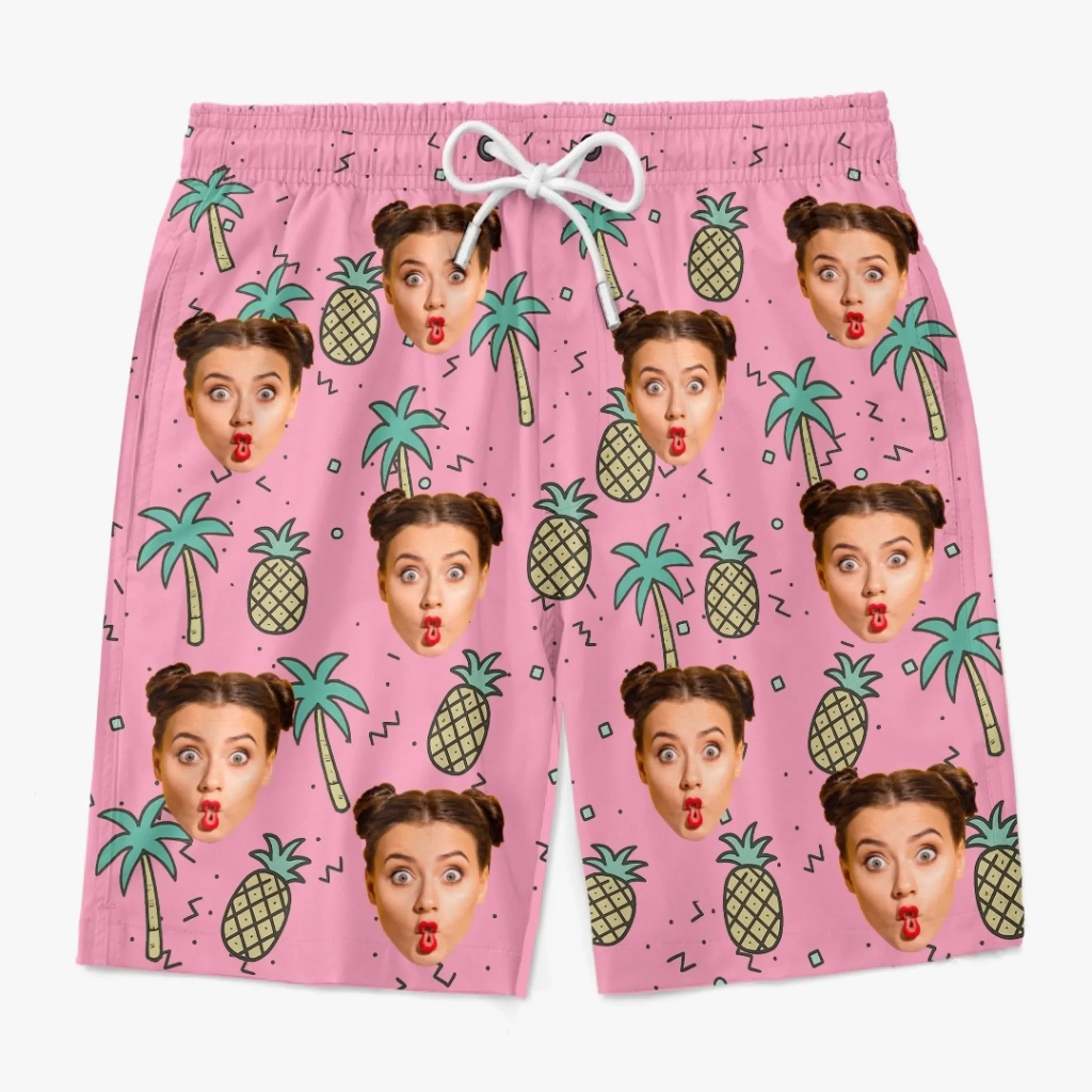 Custom Photo Pineapple Punch Squad - Family Personalized Custom Tropical Hawaiian Aloha Men Beach Shorts - Summer Vacation Gift For Family Members, Pet Owners, Pet Lovers - Image 4