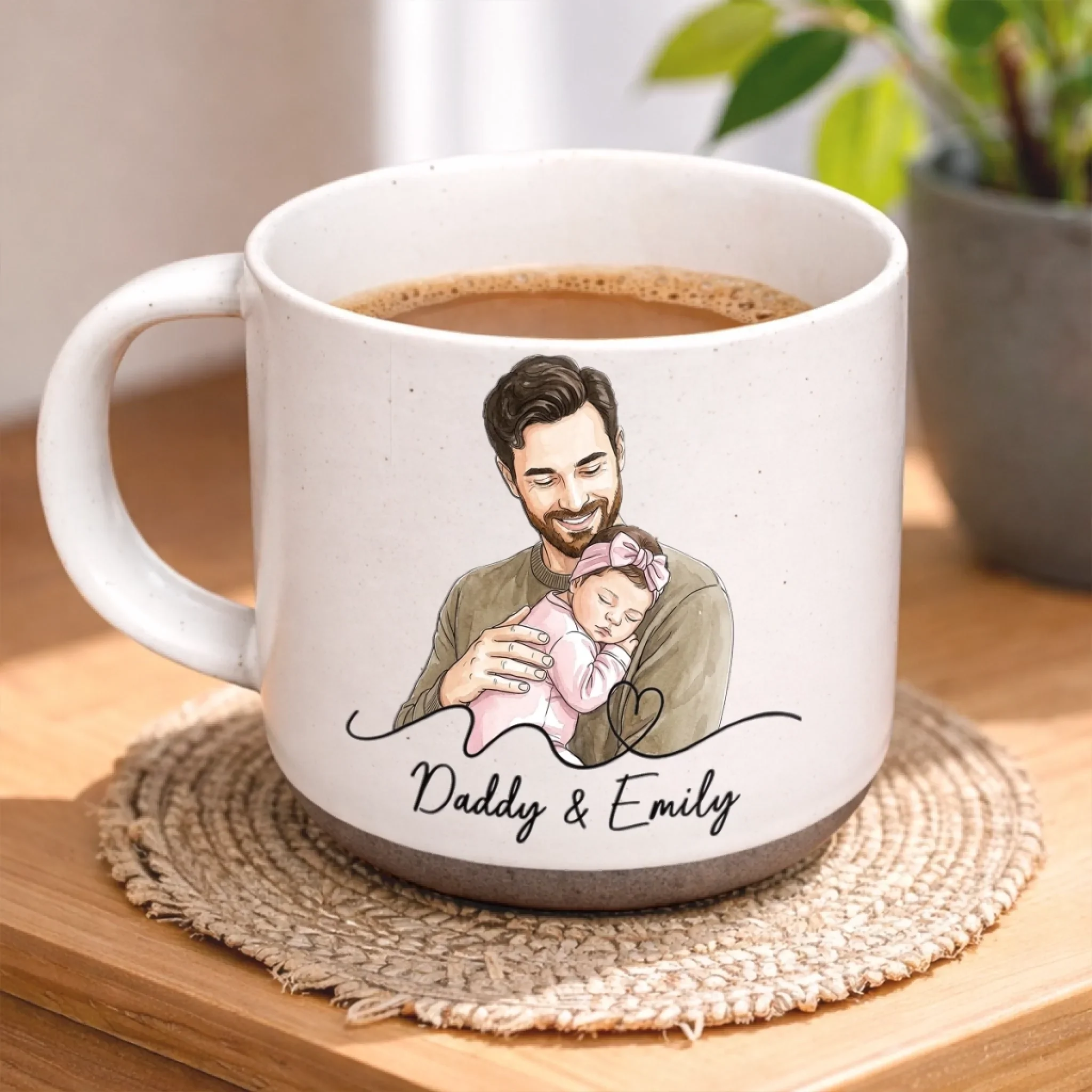 Custom Photo Printed Pottery Mug - Personalized Father's Day, Baby Shower, Gender Reveal Gifts For New Moms, New Dads, New Parents - Baby Coming Love Growing - Image 2