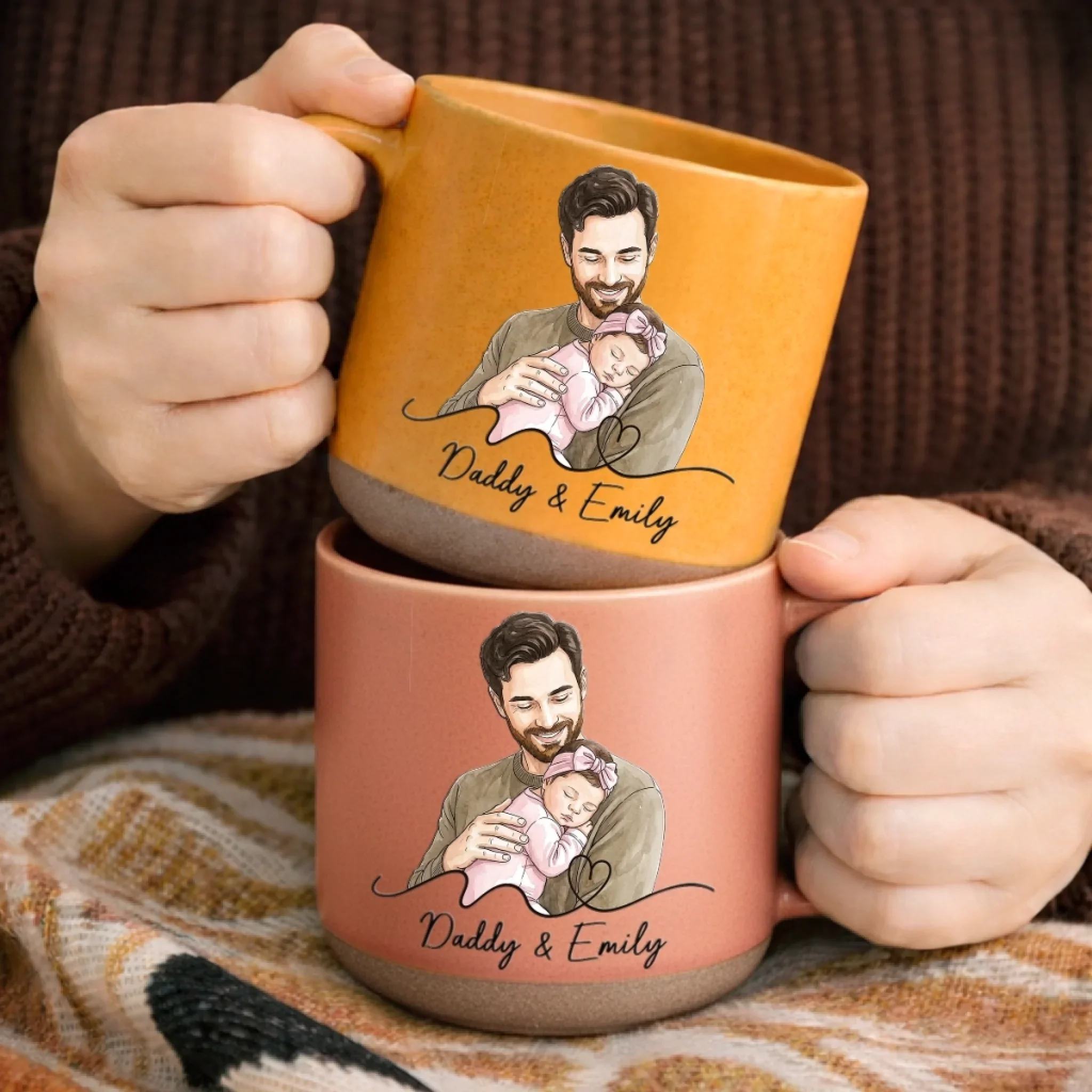 Custom Photo Printed Pottery Mug - Personalized Father's Day, Baby Shower, Gender Reveal Gifts For New Moms, New Dads, New Parents - Baby Coming Love Growing - Image 3