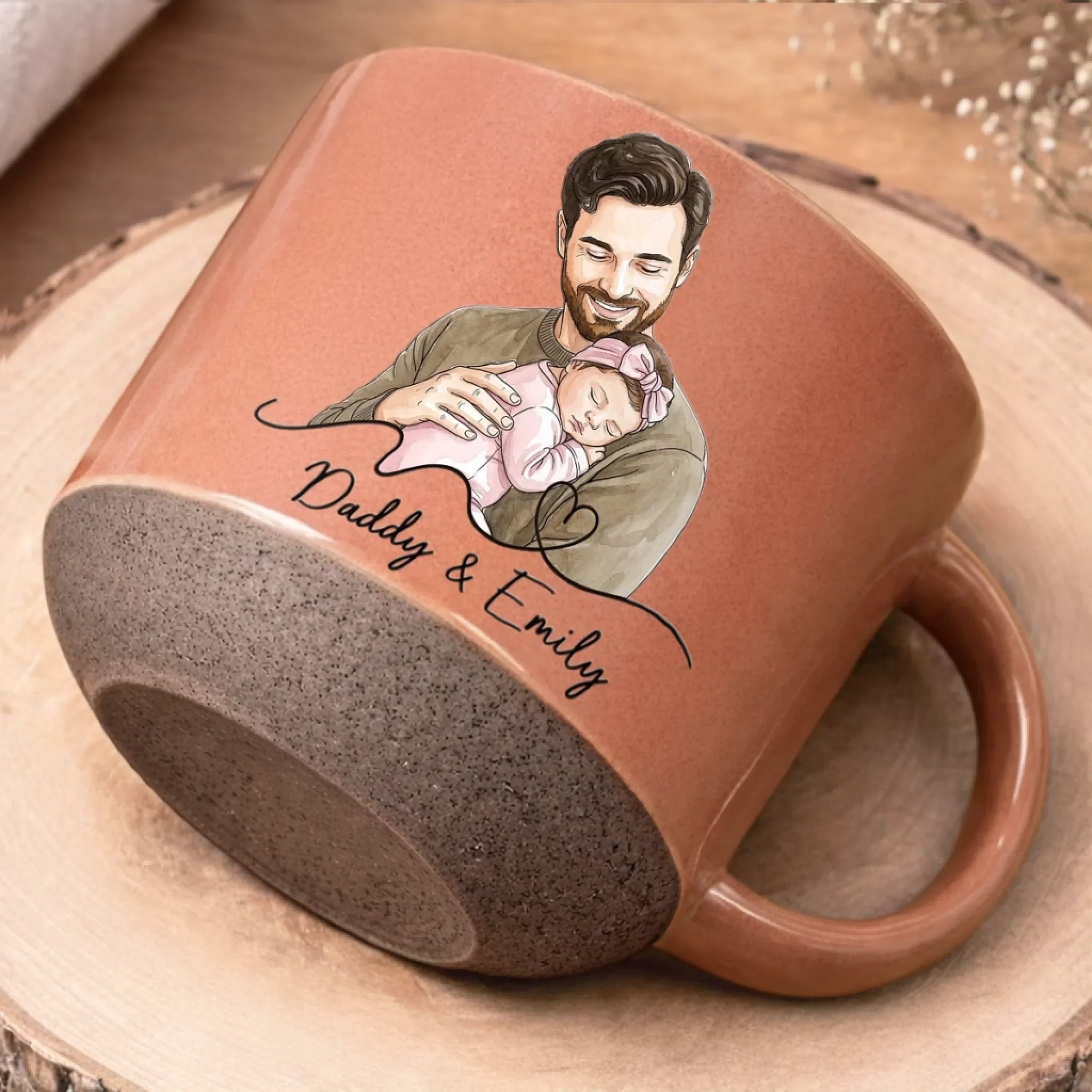 Custom Photo Printed Pottery Mug - Personalized Father's Day, Baby Shower, Gender Reveal Gifts For New Moms, New Dads, New Parents - Baby Coming Love Growing - Image 4