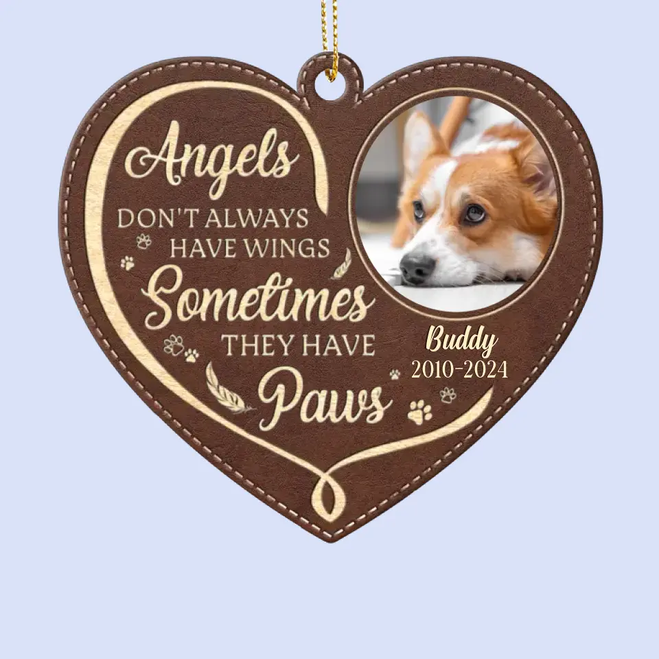 Custom Photo Run Free, Dear Friend - Memorial Personalized Custom Leather Ornament - Sympathy Gift, Christmas Gift For Pet Owners, Pet Lovers - Image 2