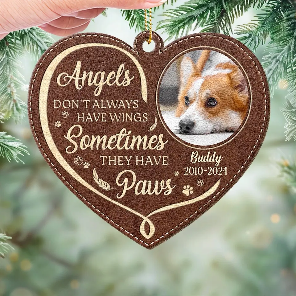 Custom Photo Run Free, Dear Friend - Memorial Personalized Custom Leather Ornament - Sympathy Gift, Christmas Gift For Pet Owners, Pet Lovers - Image 3