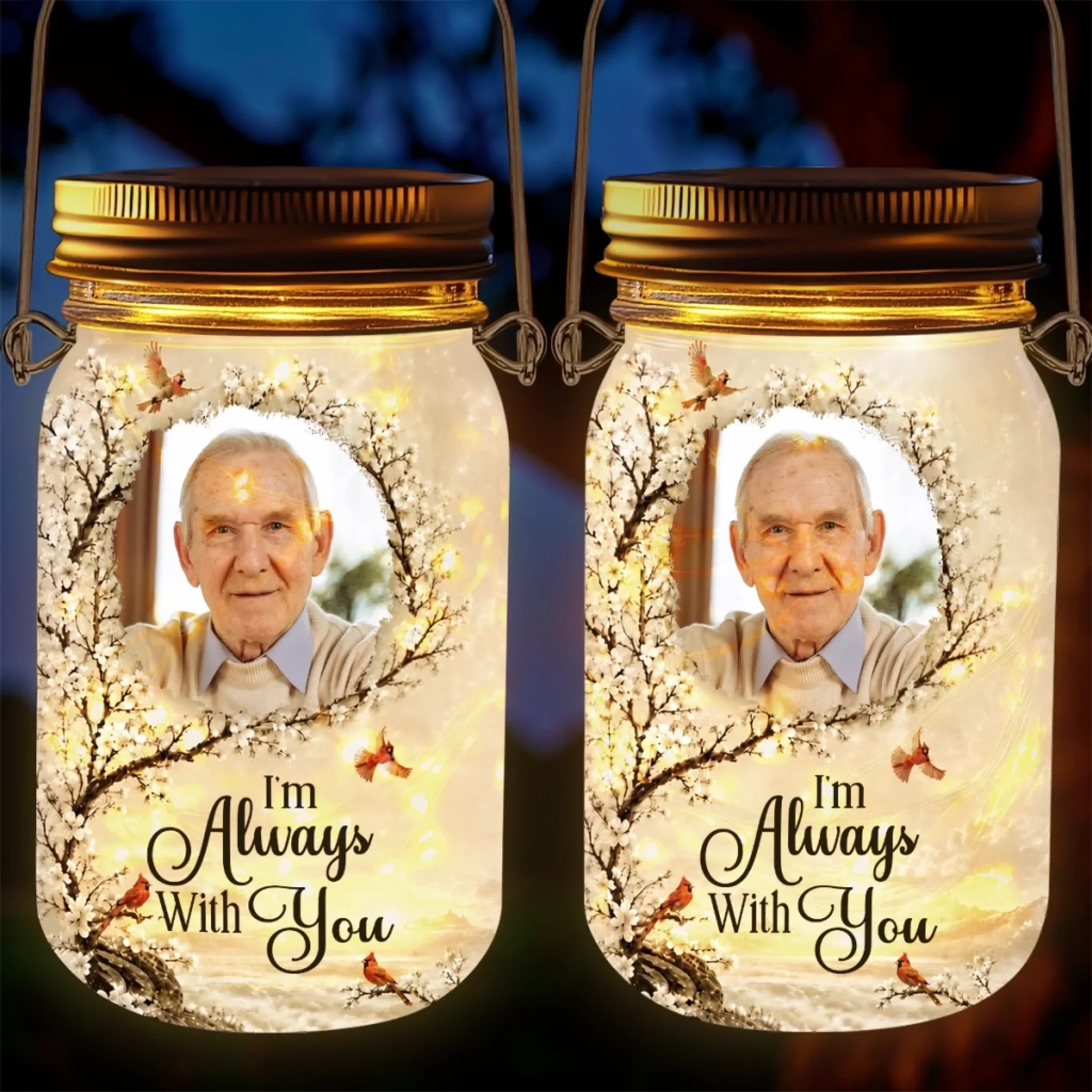 Custom Photo Solar Jar Lantern - Personalized Memorial Sympathy Gifts For Loss of Mom, Dad - Your Memory Is My Treasure - Image 3