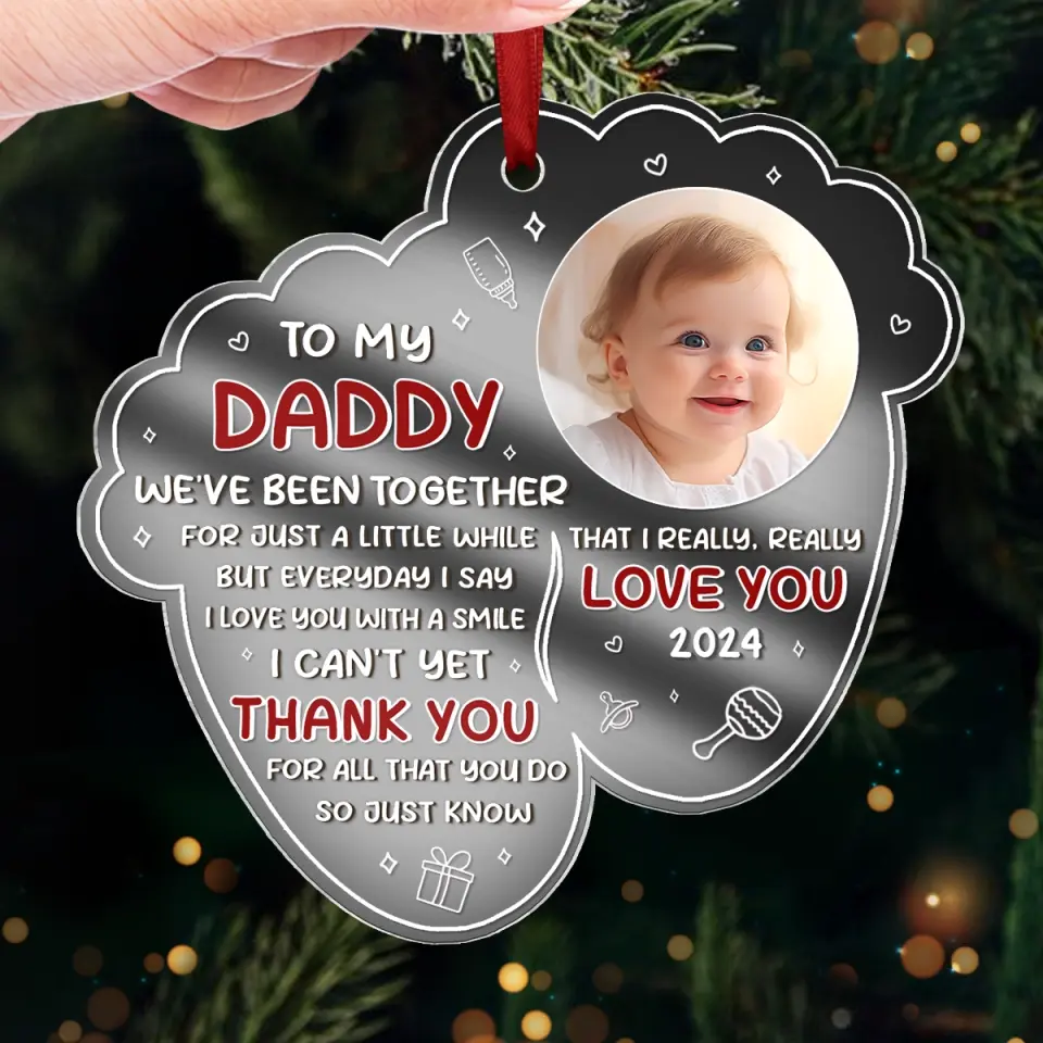 Custom Photo Thank You For All That You Do - Family Personalized Custom Mirrored Acrylic Ornament - Christmas Gift For Baby Kids, Newborn Baby - Image 4
