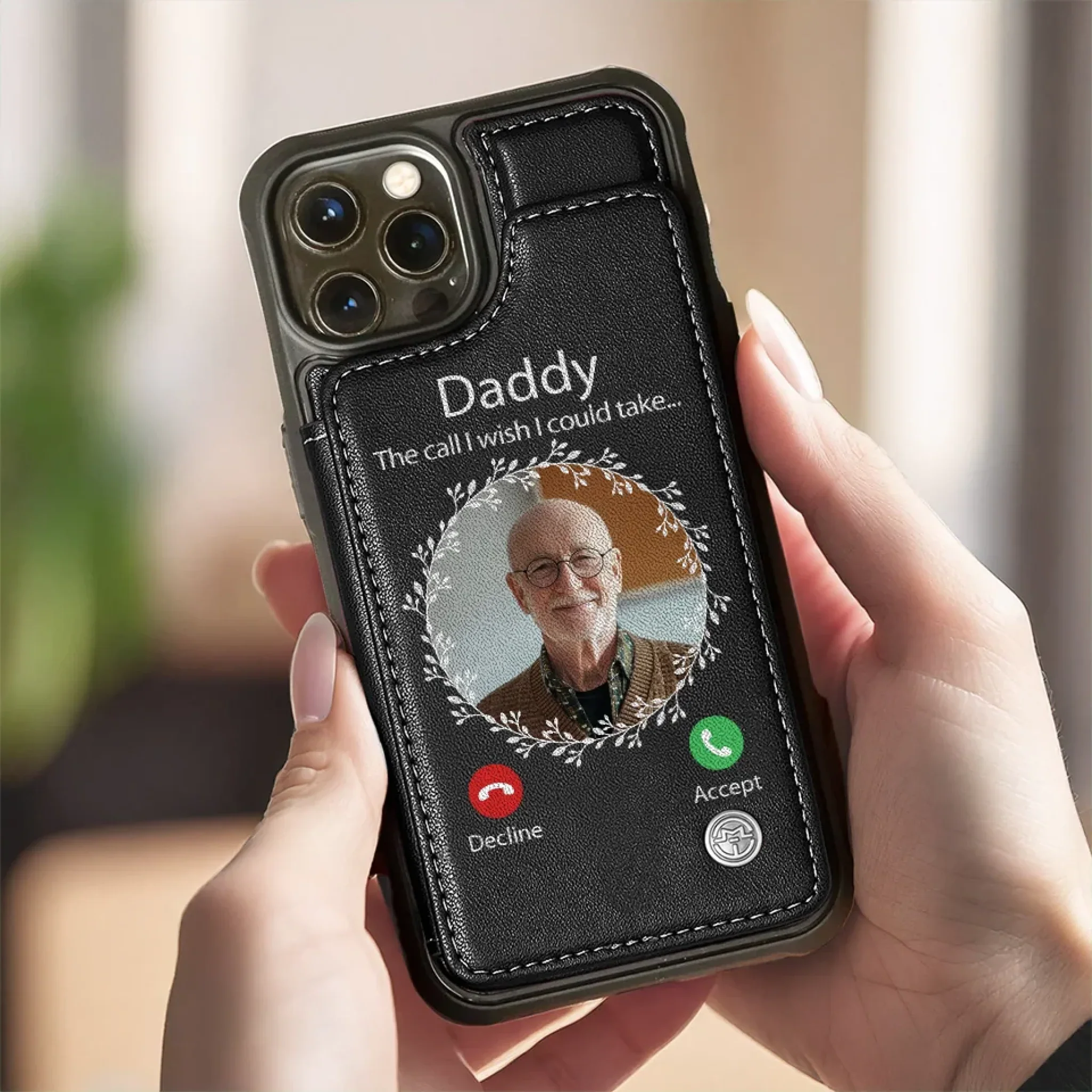 Custom Photo The Call I Wish I Could Take - Memorial Personalized Custom Leather Flip Wallet Phone Case - Sympathy Gift For Family Members - Image 6