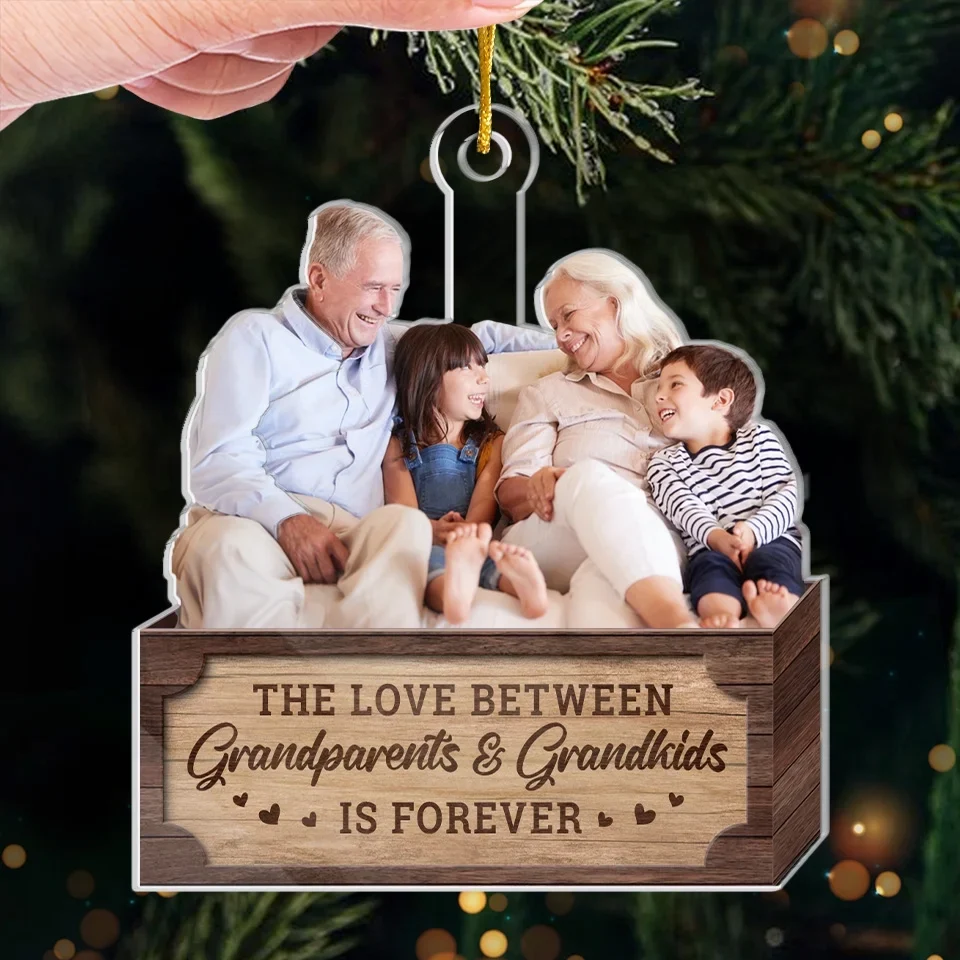 Custom Photo The Love Between Grandparents And Grandkids Is Forever - Family Personalized Custom Ornament - Acrylic Custom Shaped - Christmas Gift For Grandma, Grandpa - Image 4