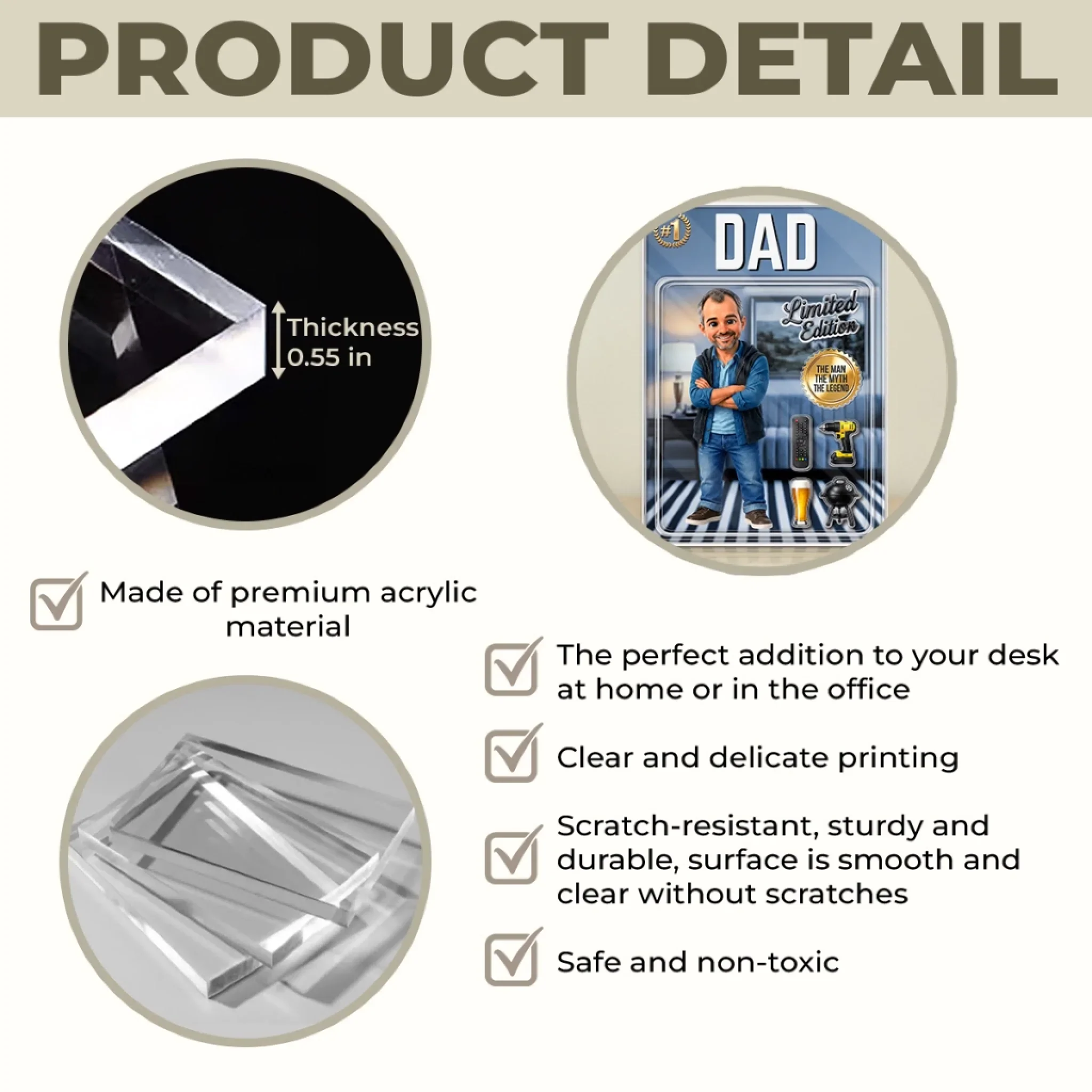 Custom Photo Toy Box Acrylic Plaque - Personalized Father's Day Birthday Gifts For Dad, Grandpa - Dad Mode Always Active - Image 7