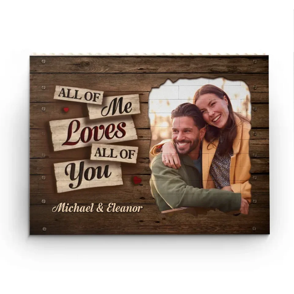 Custom Photo Two Hearts, One Soul- Couple Personalized Custom Horizontal Rectangle Shaped Building Brick Blocks - Gift For Husband Wife, Anniversary - Image 2