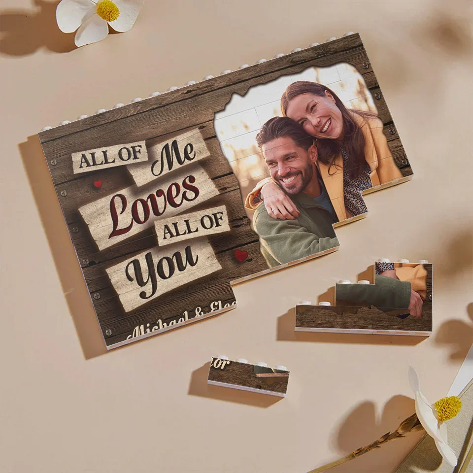 Custom Photo Two Hearts, One Soul- Couple Personalized Custom Horizontal Rectangle Shaped Building Brick Blocks - Gift For Husband Wife, Anniversary - Image 3