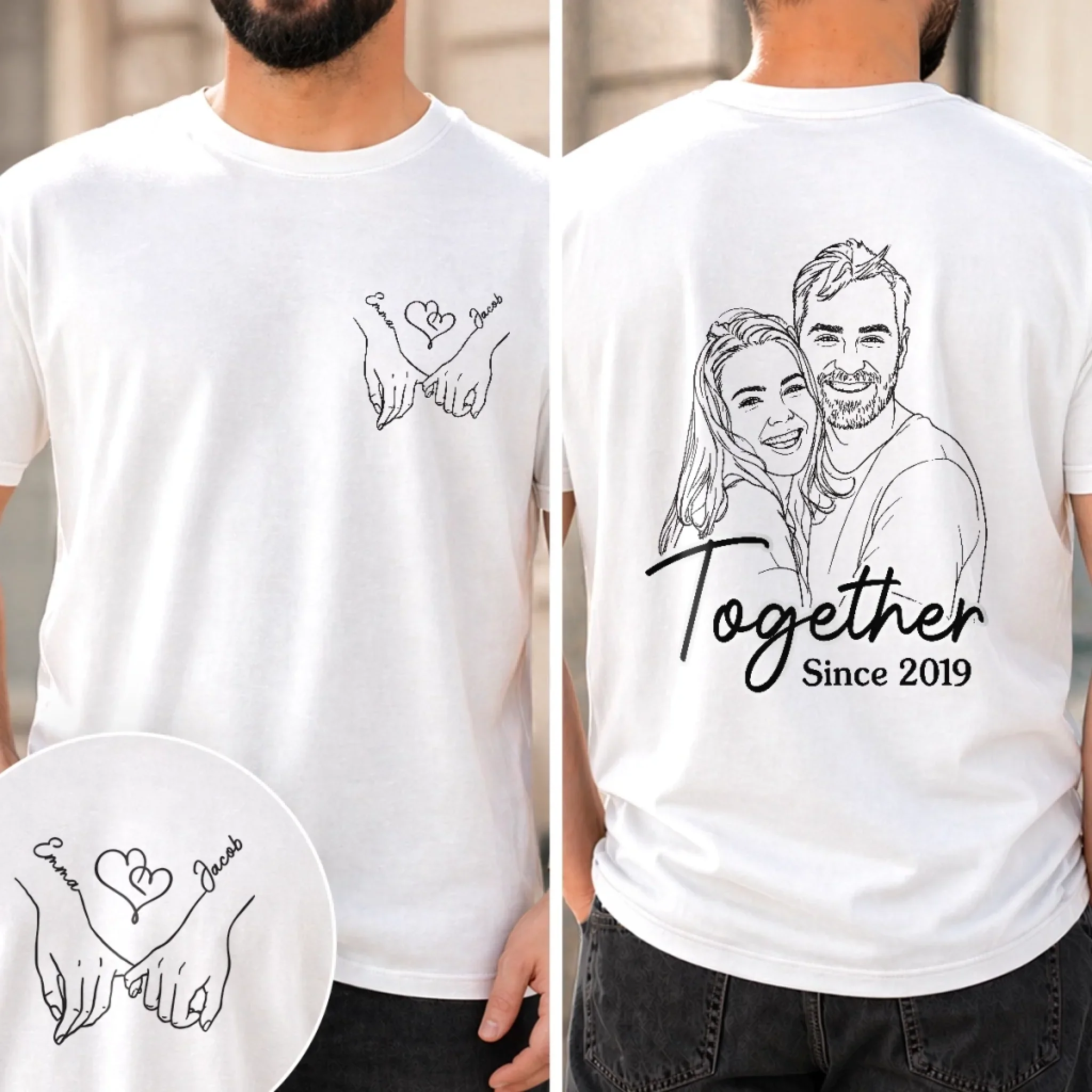 Custom Photo Unisex T-shirt - Personalized Anniversary Wedding Gifts For Husband And Wife, Him And Her - Love Never Fades - Image 3