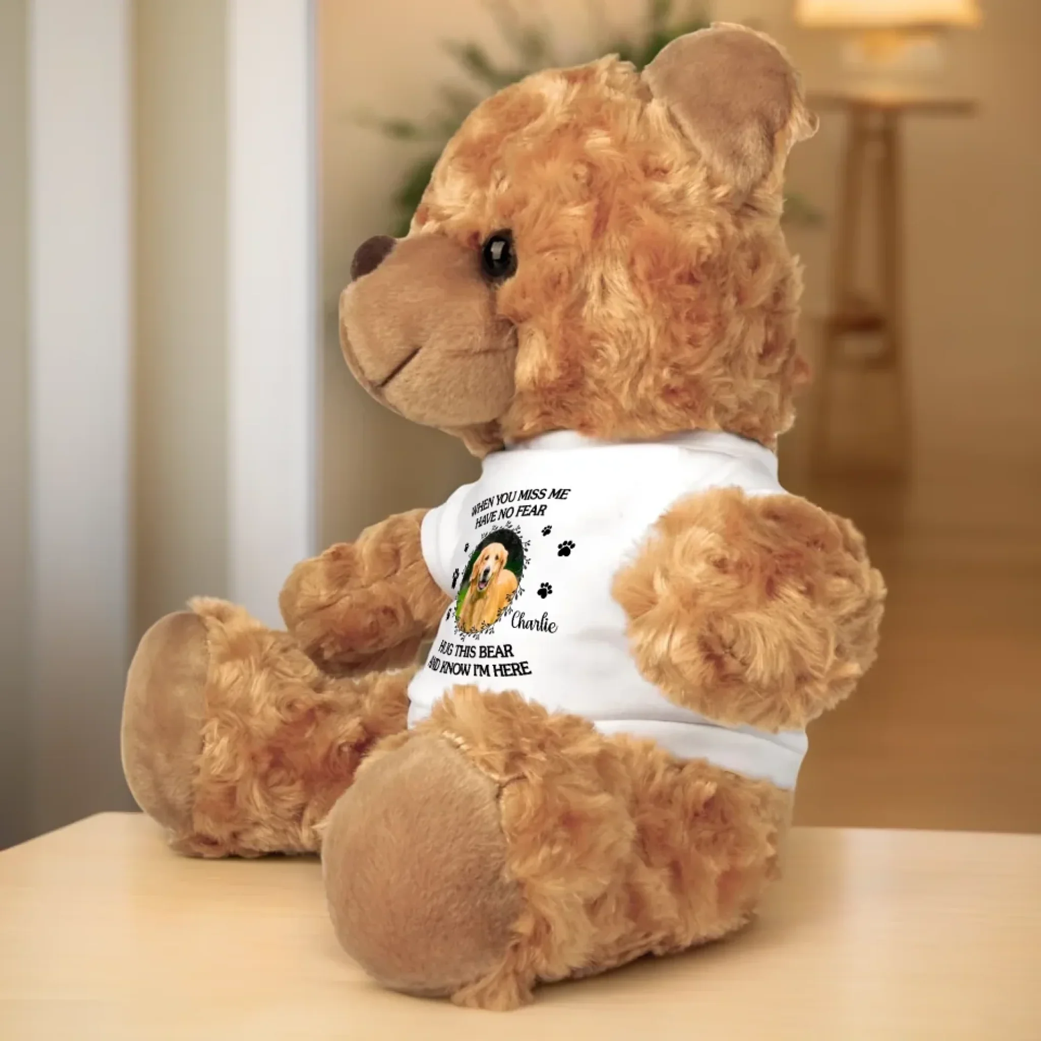 Custom Photo When You Miss Me - Memorial Personalized Custom Teddy Bear Plush - Sympathy Gift For Pet Owners, Pet Lovers - Image 3