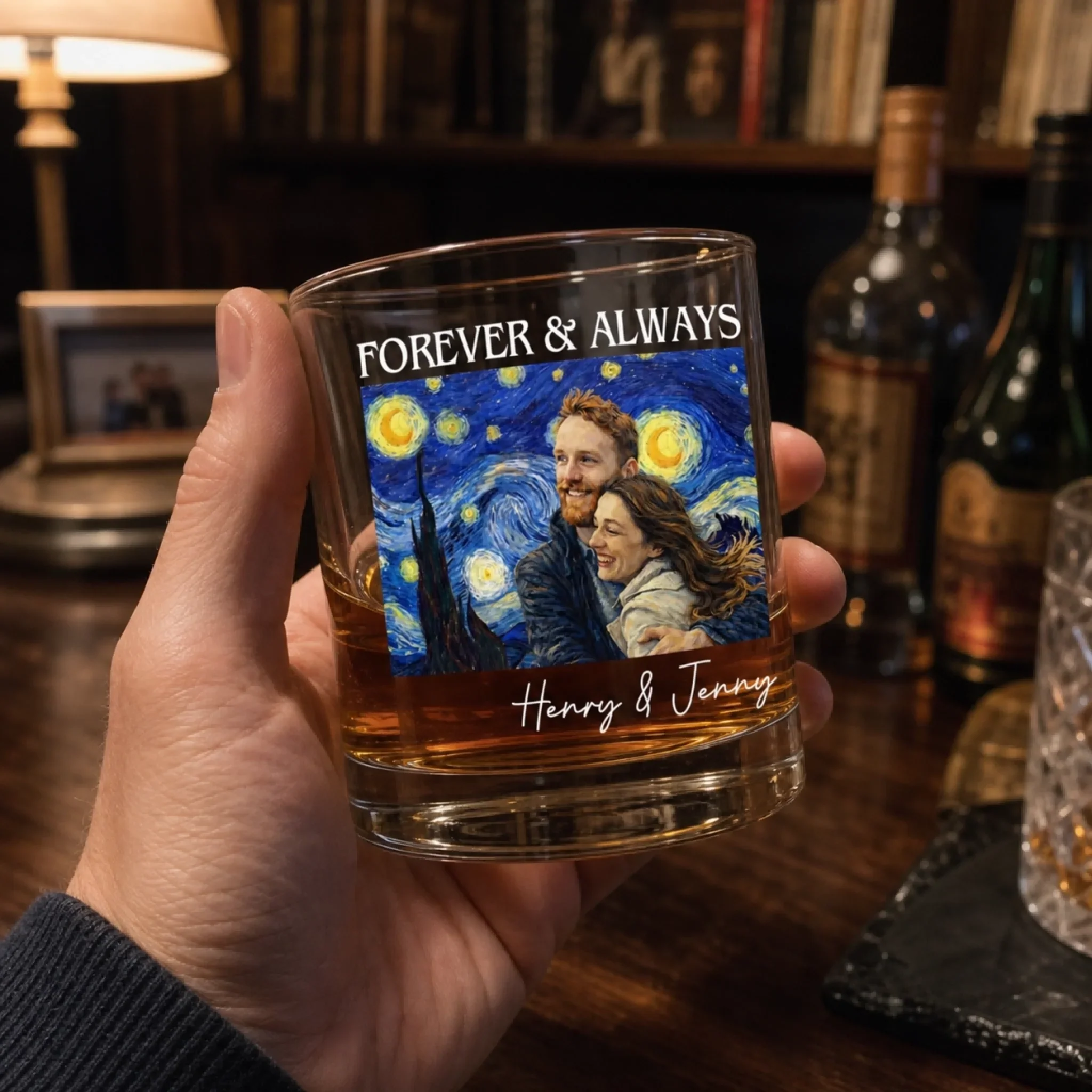 Custom Photo Whiskey Glass - Personalized Anniversary Wedding Gifts For Husband And Wife, Him And Her - Forever And Always - Image 8