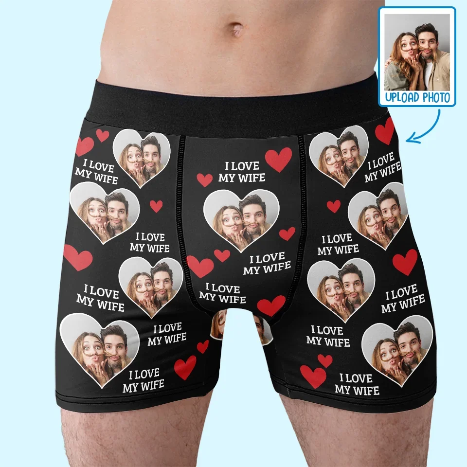 Custom Photo With Your Smile Everything Feels Possible - Couple Personalized Custom Boxer Briefs, Men's Boxers - Gift For Husband Wife, Anniversary - Image 3