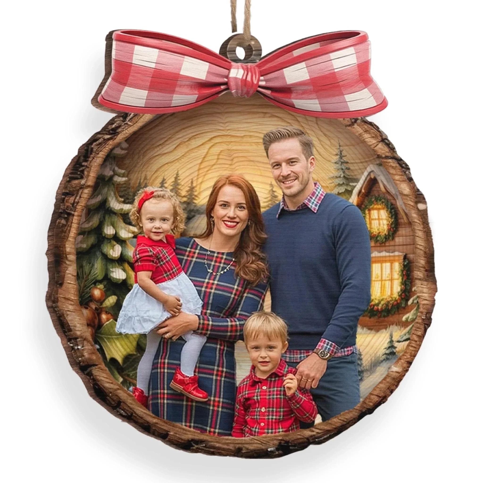 Custom Photo Wood Ornament - Personalized Christmas Birthday Gifts For Mom, Dad, Brother, Sister, Kids - Love Grows Best In Cozy Cabins - Image 3
