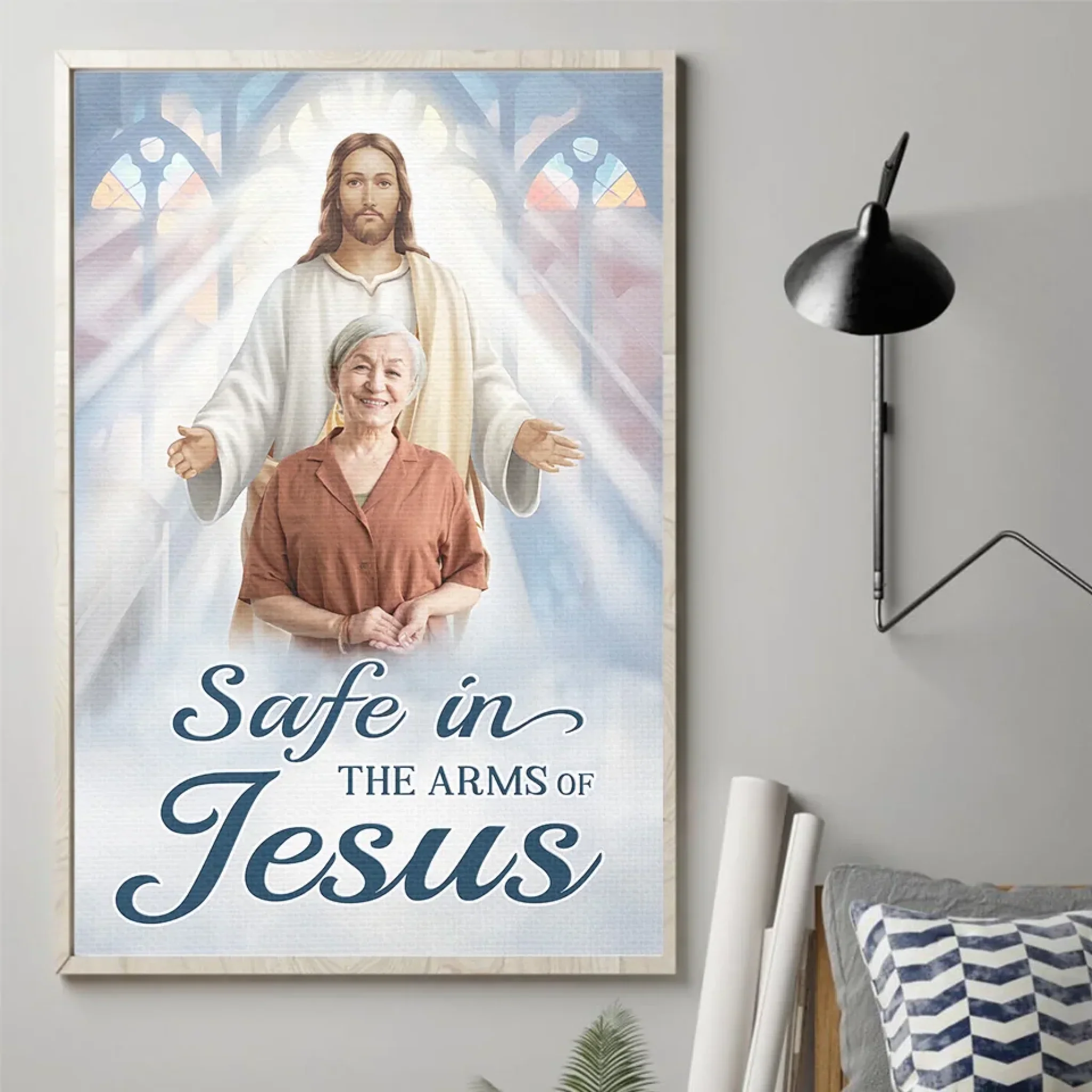 Custom Photo Wrapped In God’s Love, Held In My Heart - Memorial Personalized Custom Vertical Poster - Sympathy Gift For Family Members - Image 3
