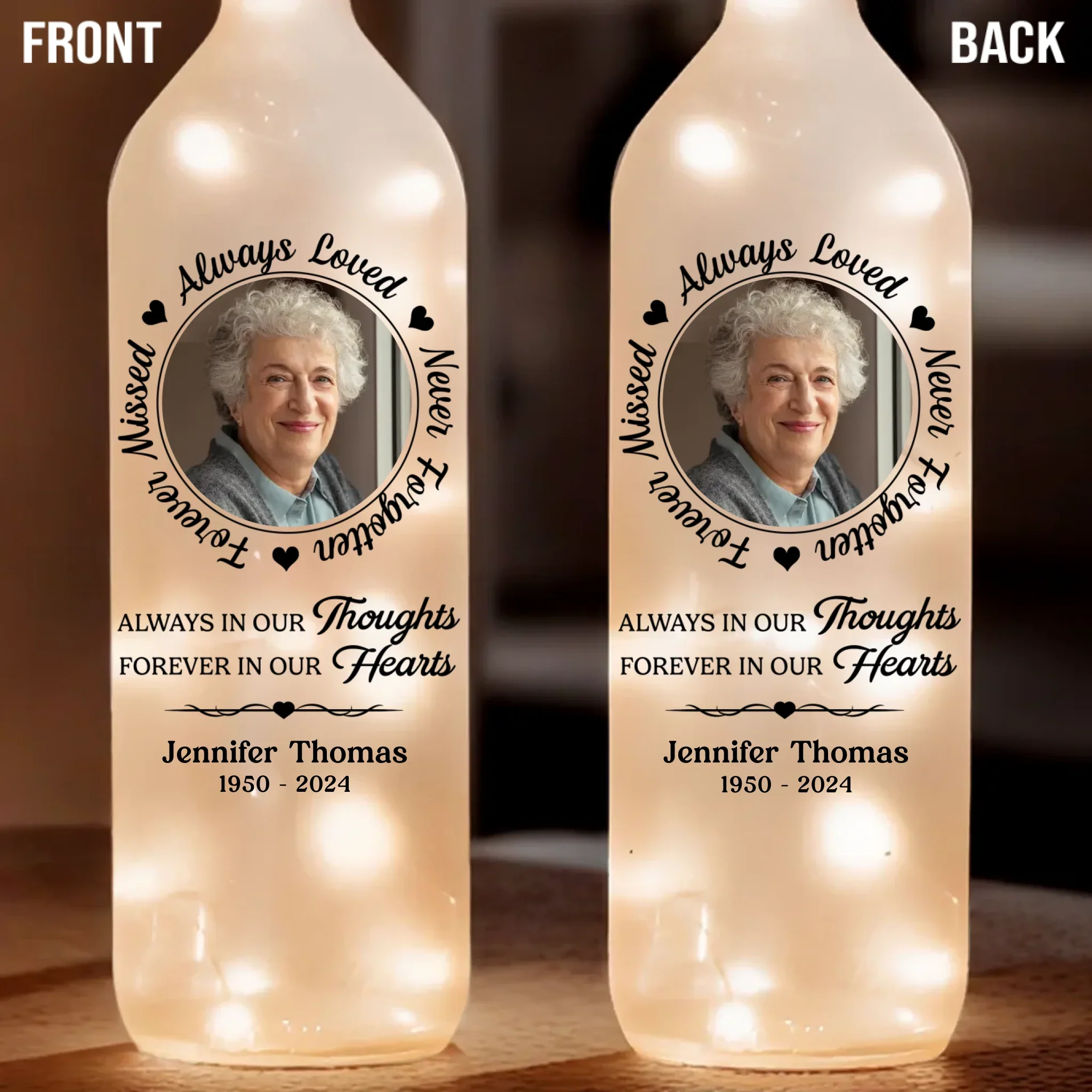 Custom Photo You Are Always Loved And Never Forgotten - Memorial Personalized Custom Bottle Lamp - Sympathy Gift For Family Members - Image 2
