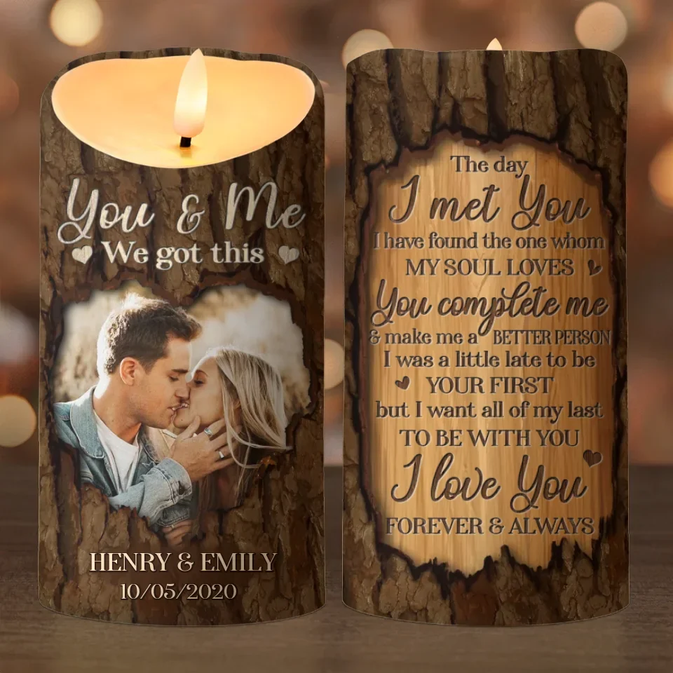 Custom Photo You Complete Me And Make Me A Better Person - Couple Personalized Custom LED Candle - Christmas Gift For Husband Wife, Anniversary - Image 2