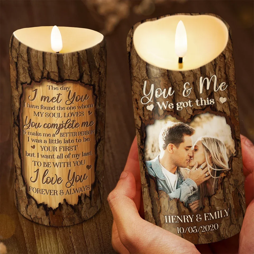 Custom Photo You Complete Me And Make Me A Better Person - Couple Personalized Custom LED Candle - Christmas Gift For Husband Wife, Anniversary - Image 3
