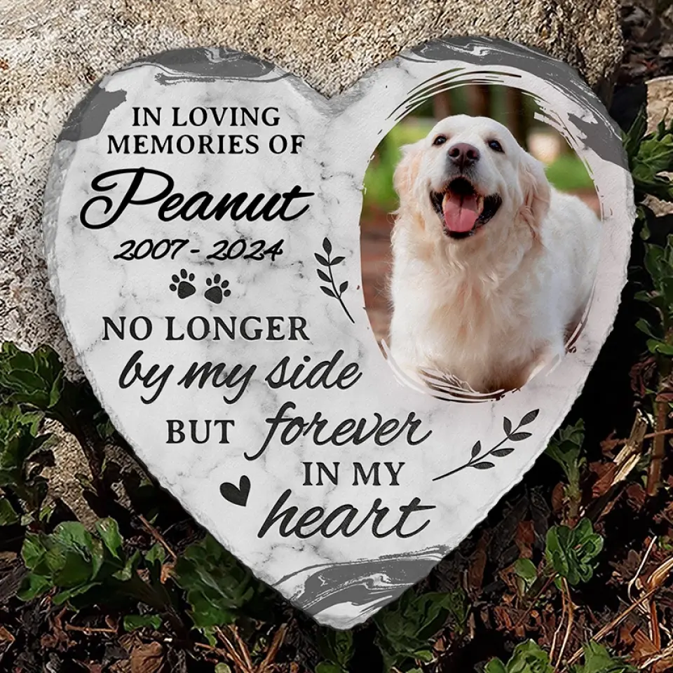 Custom Photo You Leave Pawprints In Our Hearts - Memorial Personalized Custom Heart Shaped Memorial Stone - Sympathy Gift For Pet Owners, Pet Lovers - Image 5