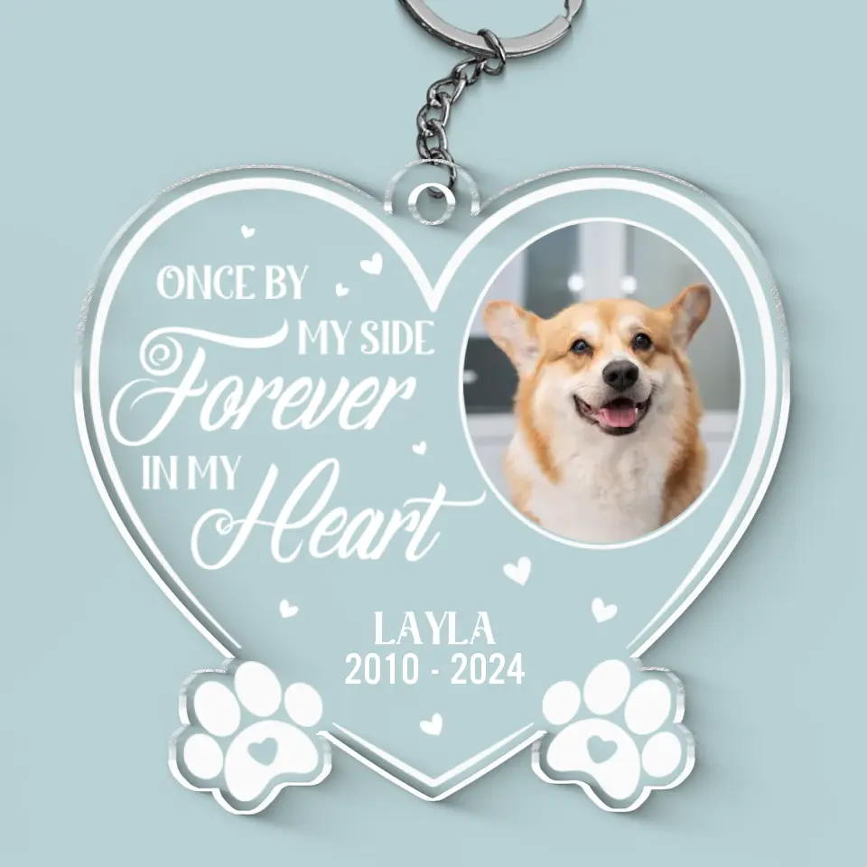 Custom Photo You Left Paw Prints On My Heart Forever - Memorial Personalized Custom Shaped Acrylic Keychain - Sympathy Gift For Pet Owners, Pet Lovers - Image 2
