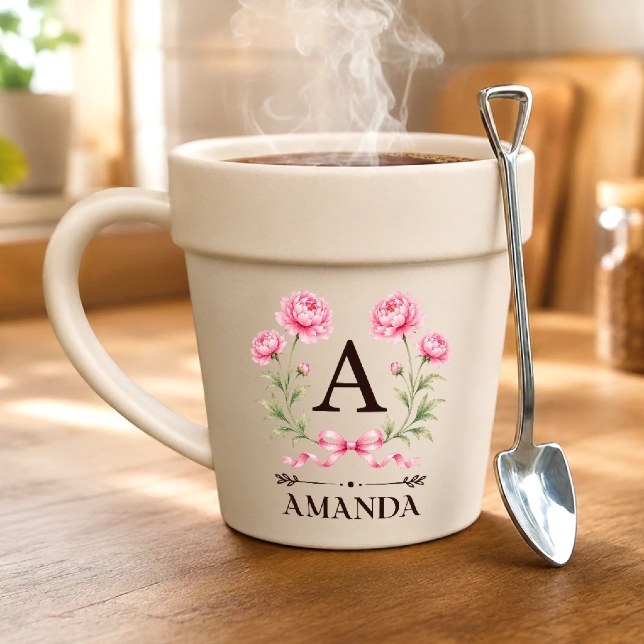 Custom Plant Pot Ceramic Mug - Personalized Birthday Garden Gifts For Gardeners, Women, Besties, Sisters, BFF - Earthy Girl Aesthetic - Image 2